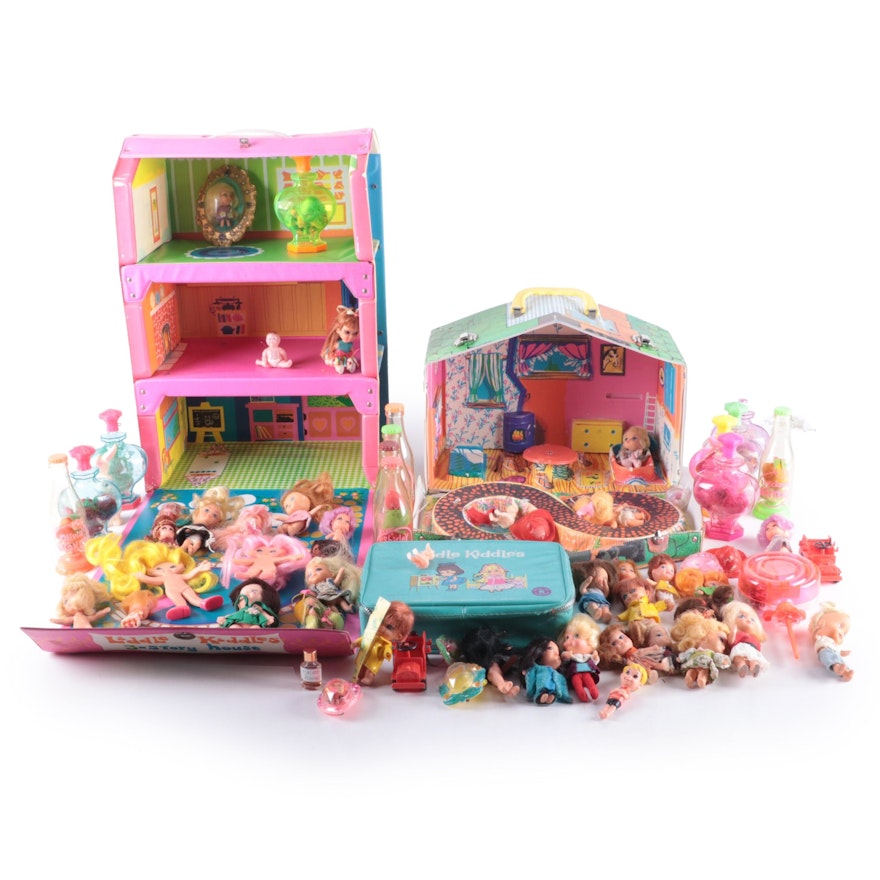 Mattel and Hasbro Liddle Kiddles Dolls with Houses and Case