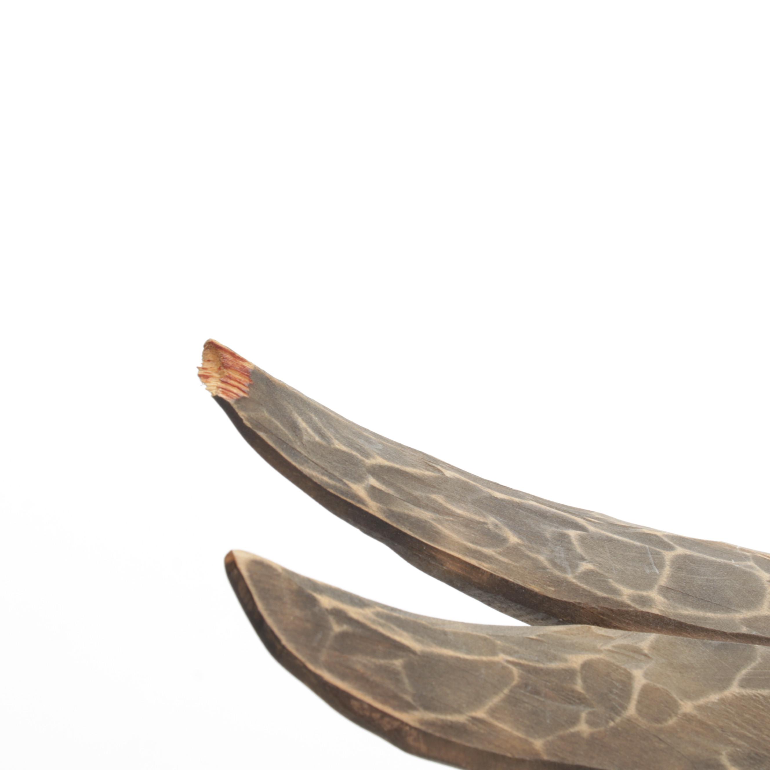 Hand-Carved Wood Eagle and Chick Sculpture, Mid-Late 20th Century