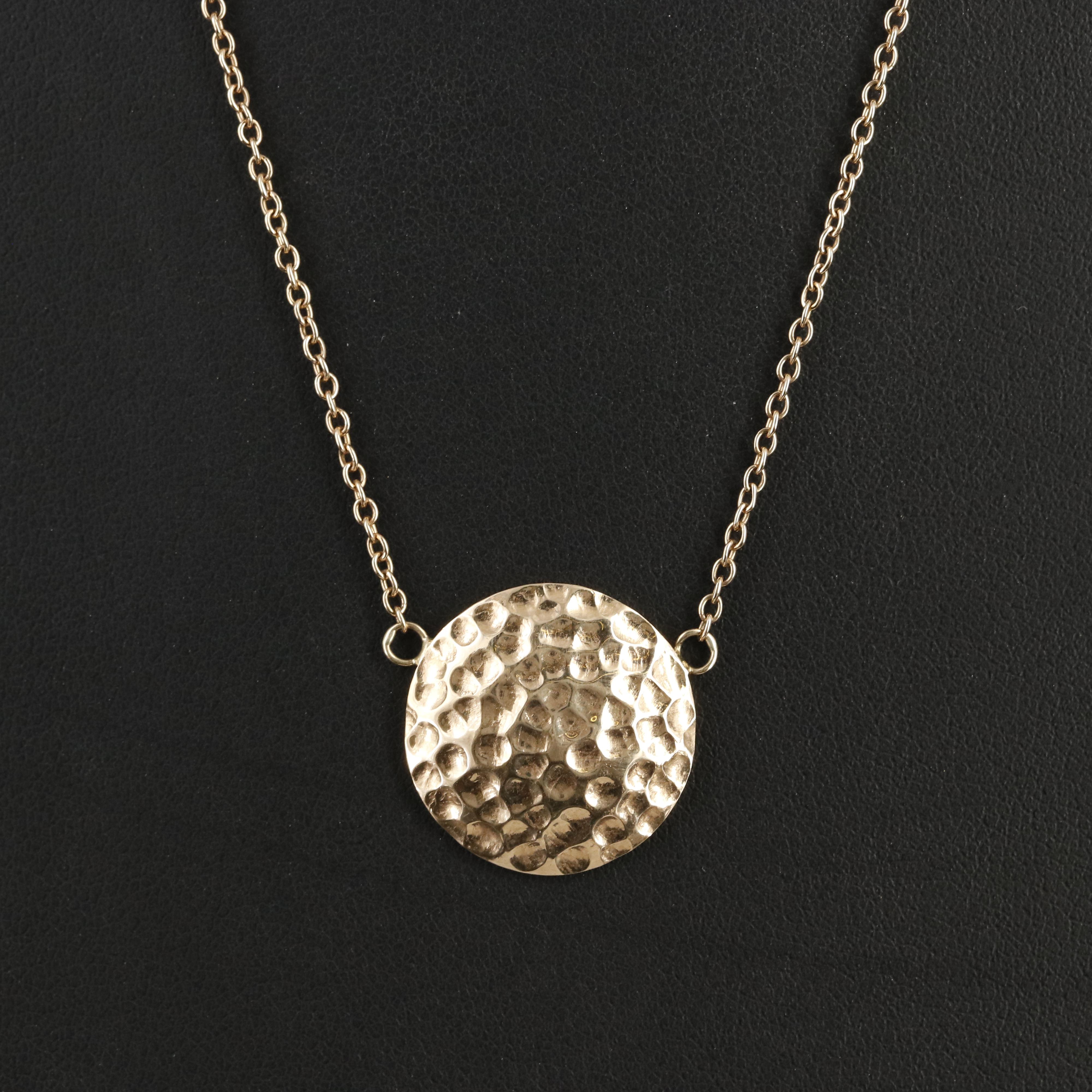 14K Hammered Disk Necklace