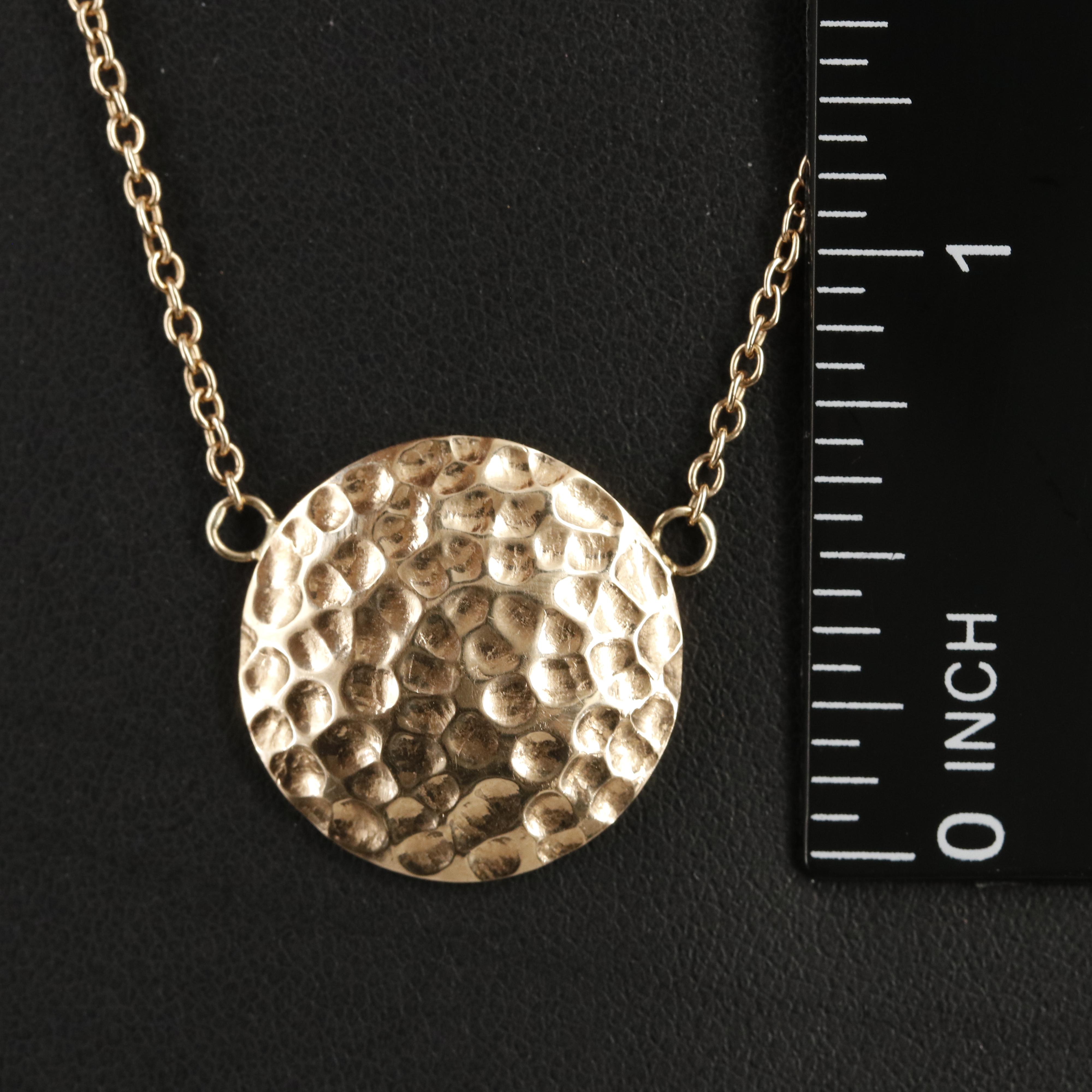 14K Hammered Disk Necklace