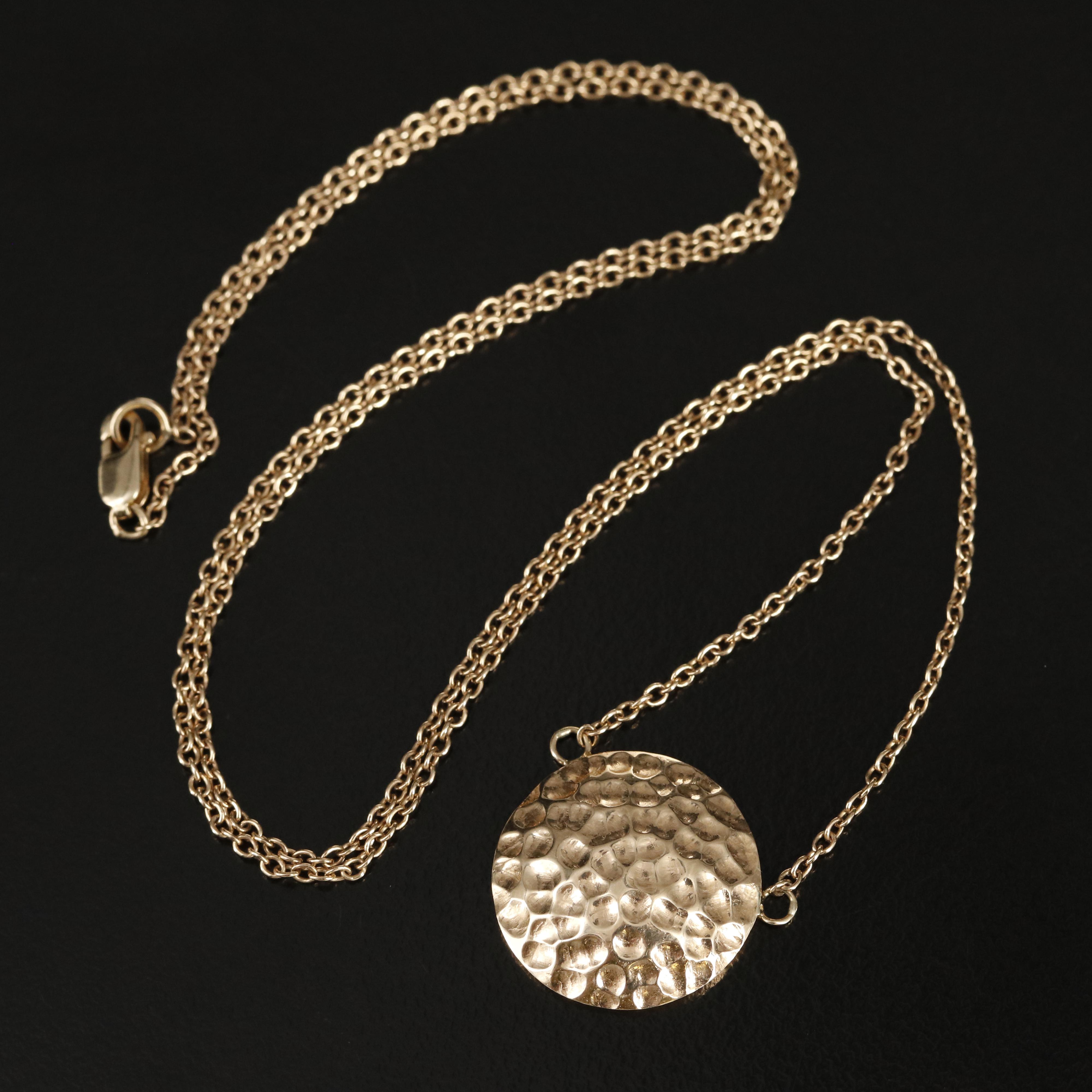 14K Hammered Disk Necklace