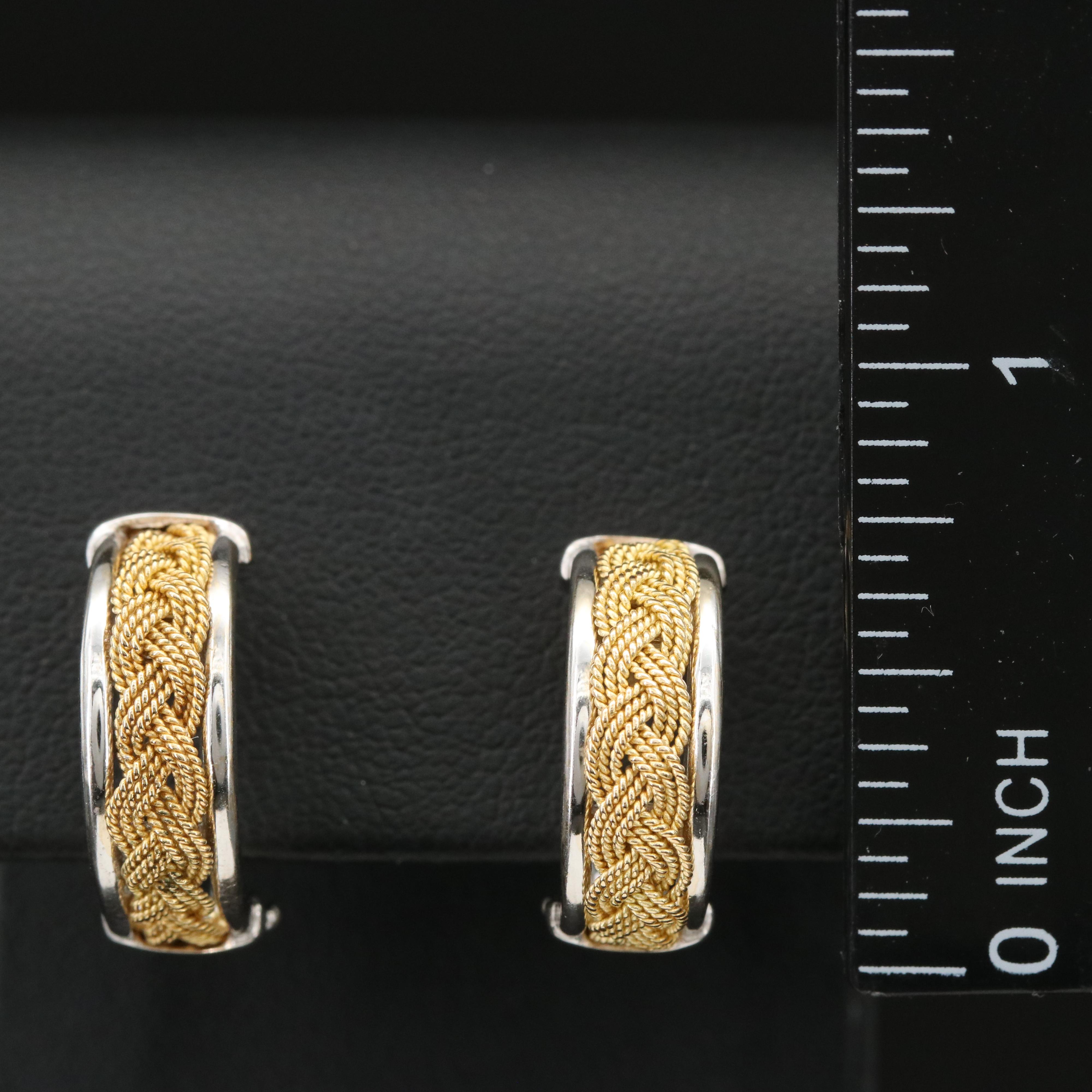 Italian 18K Two-Tone Half Hoop Earrings