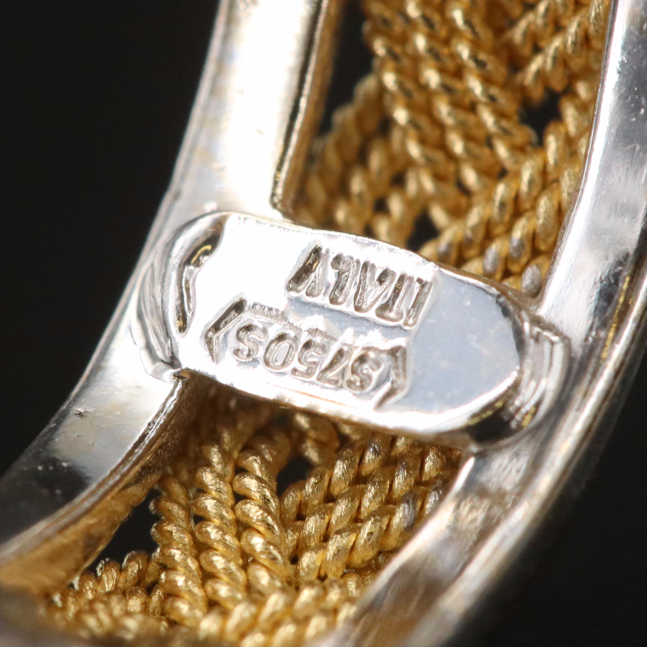 Italian 18K Two-Tone Half Hoop Earrings