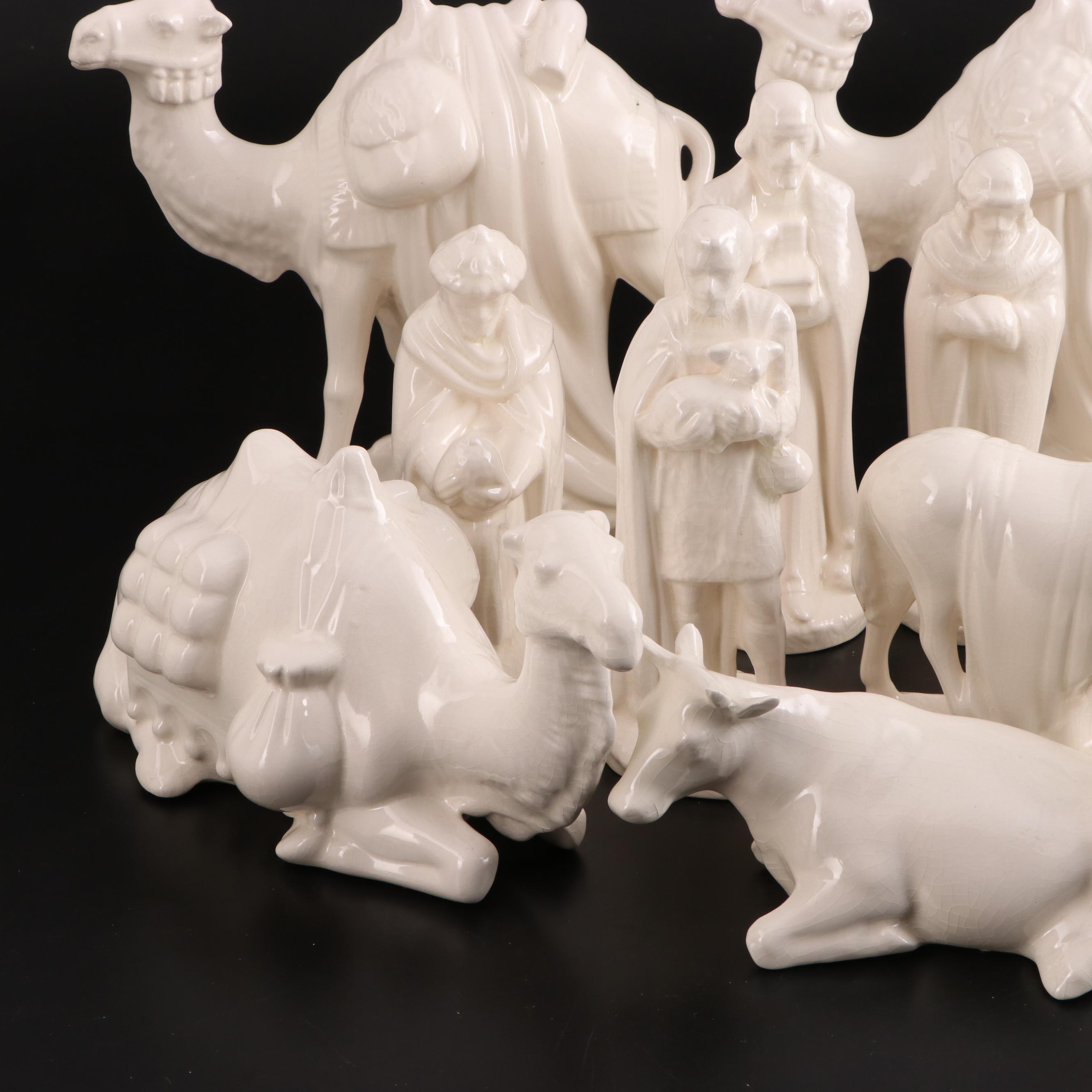 White Glazed Porcelain Nativity Set, Late 20th Century
