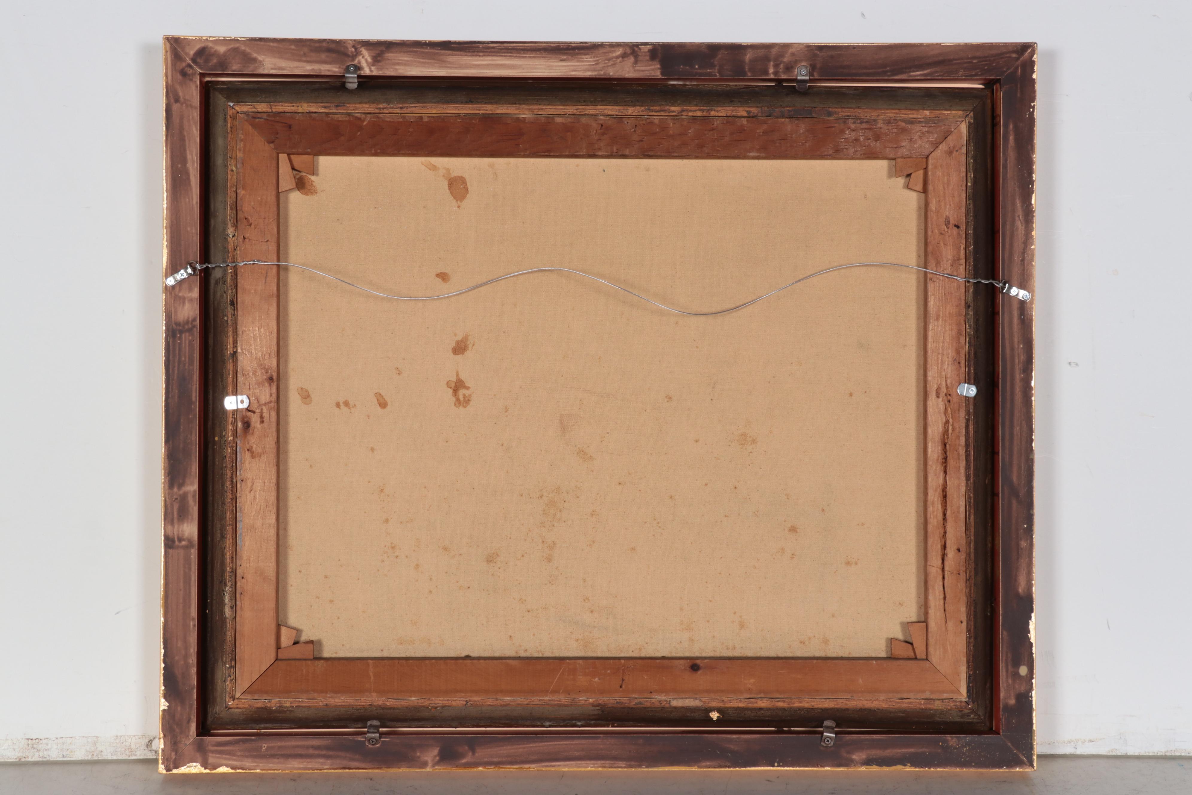 Ernest Fredericks Oil Painting "Winter Landscape," Mid-20th Century