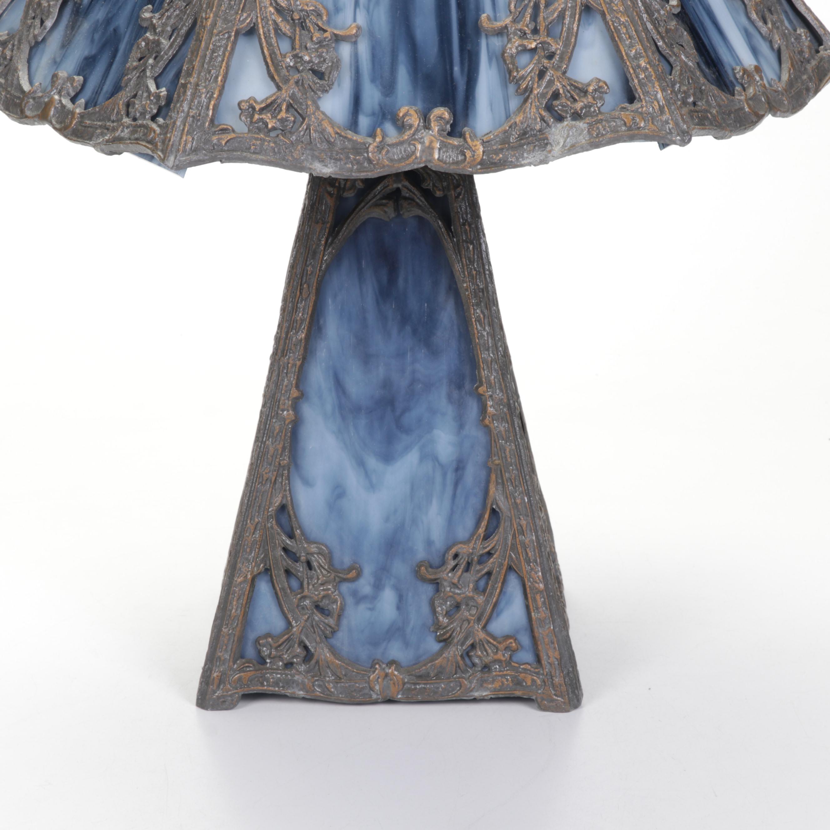 Art Nouveau Style Slag Glass Table Lamp, 20th Century