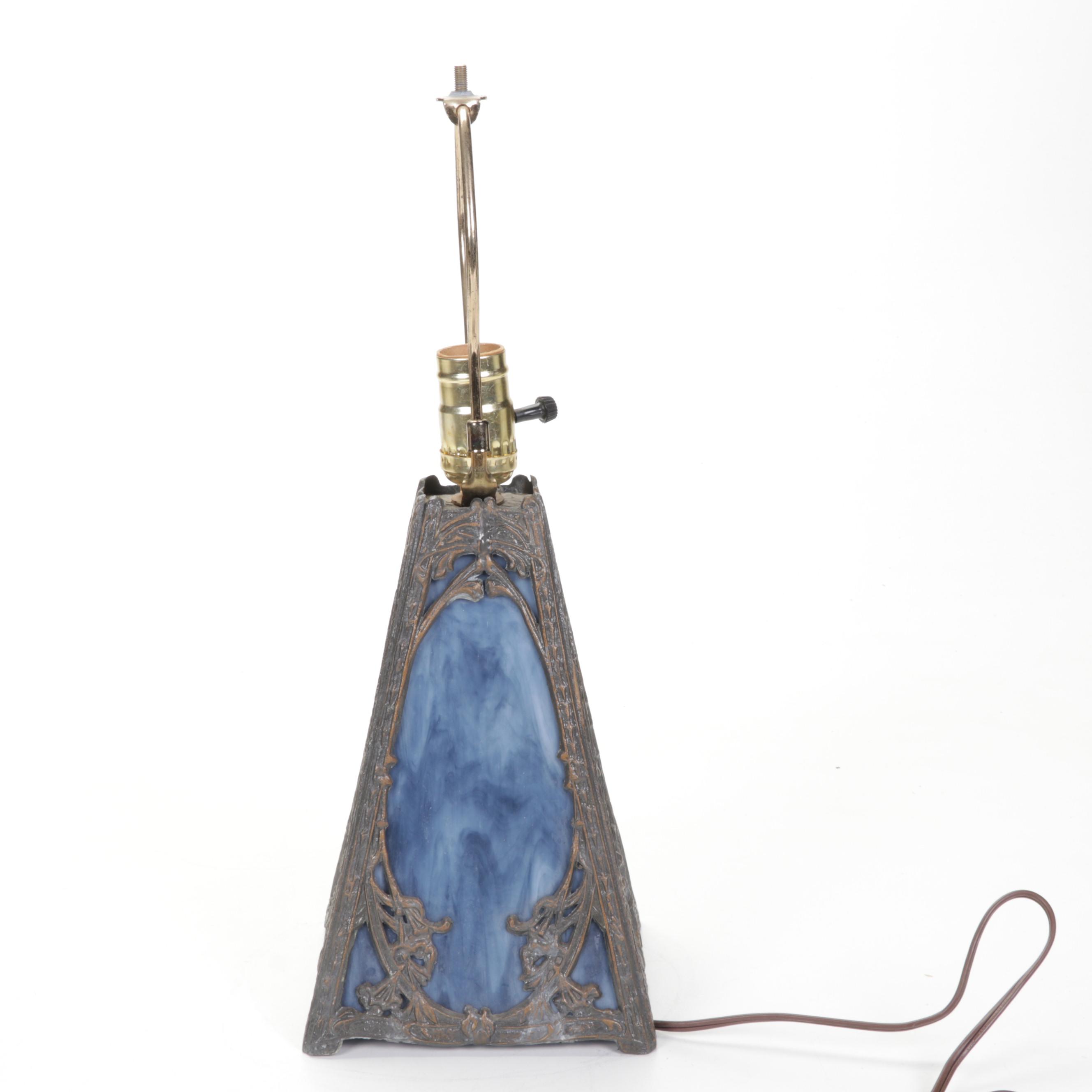 Art Nouveau Style Slag Glass Table Lamp, 20th Century