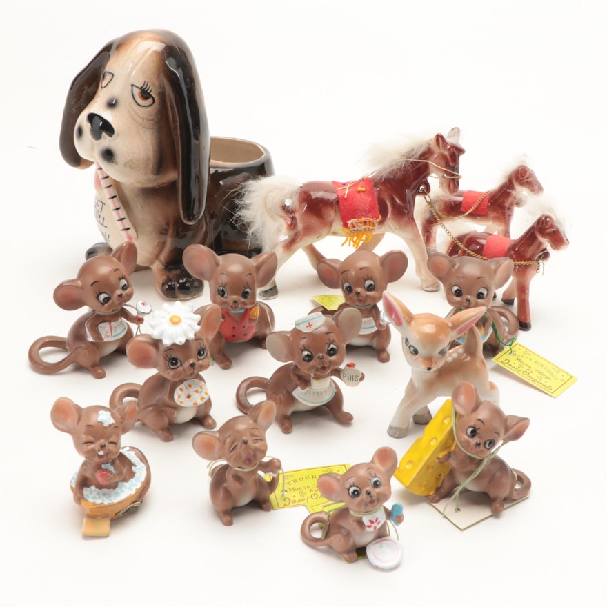 Josef Originals "Mouse Village" and Other Japanese Mid-Century Ceramic Figurines