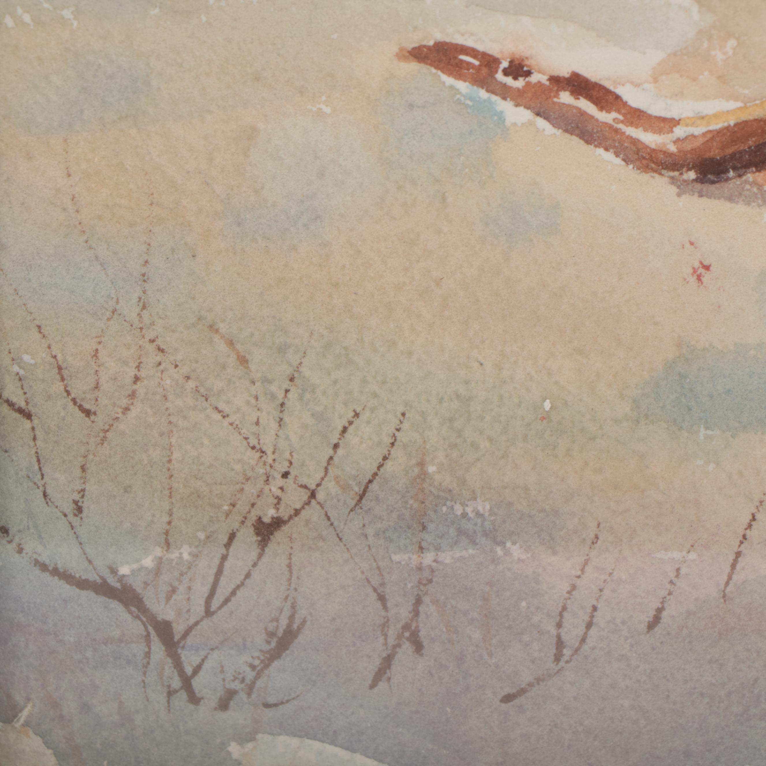 William E. Fay Watercolor Painting of Hunter