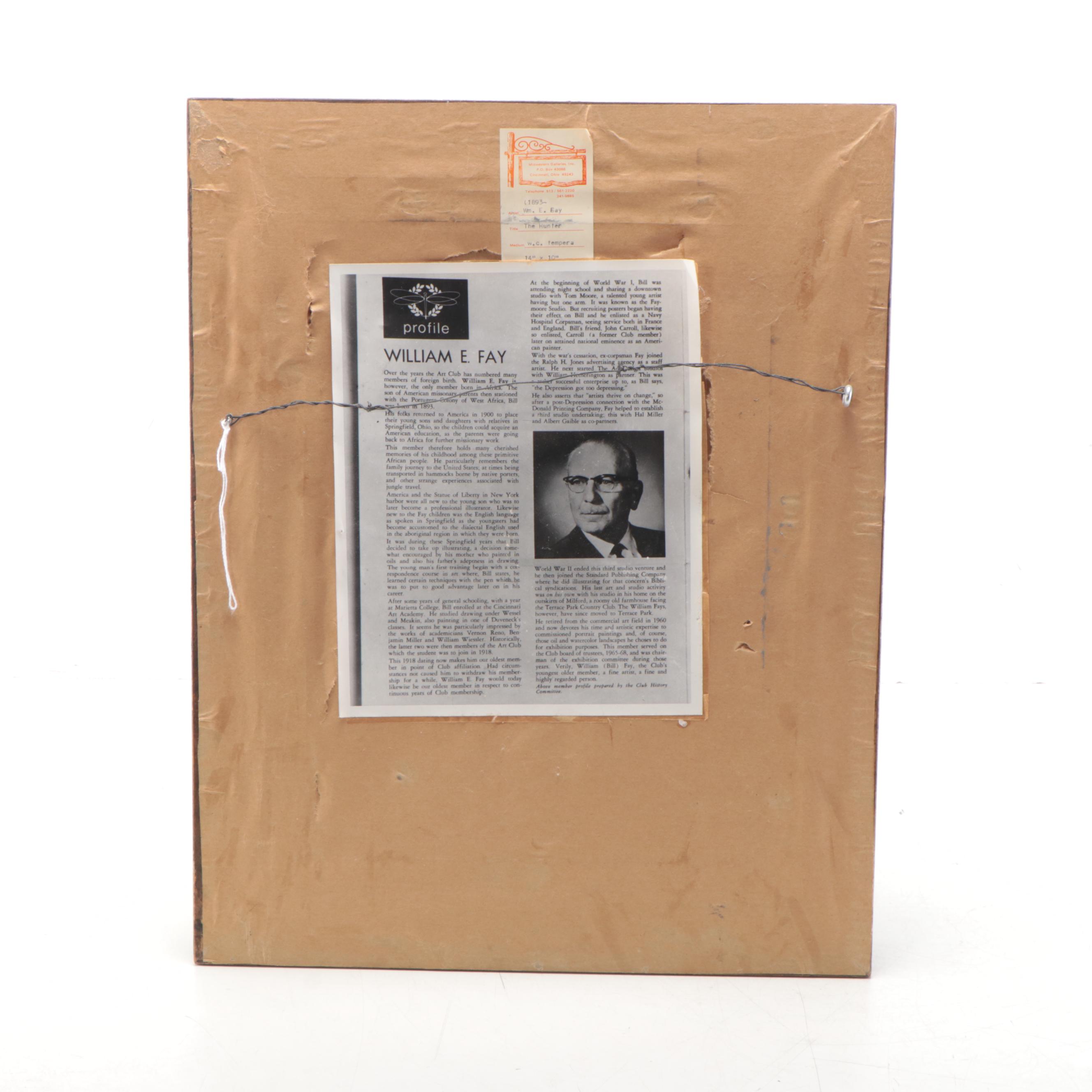 William E. Fay Watercolor Painting of Hunter