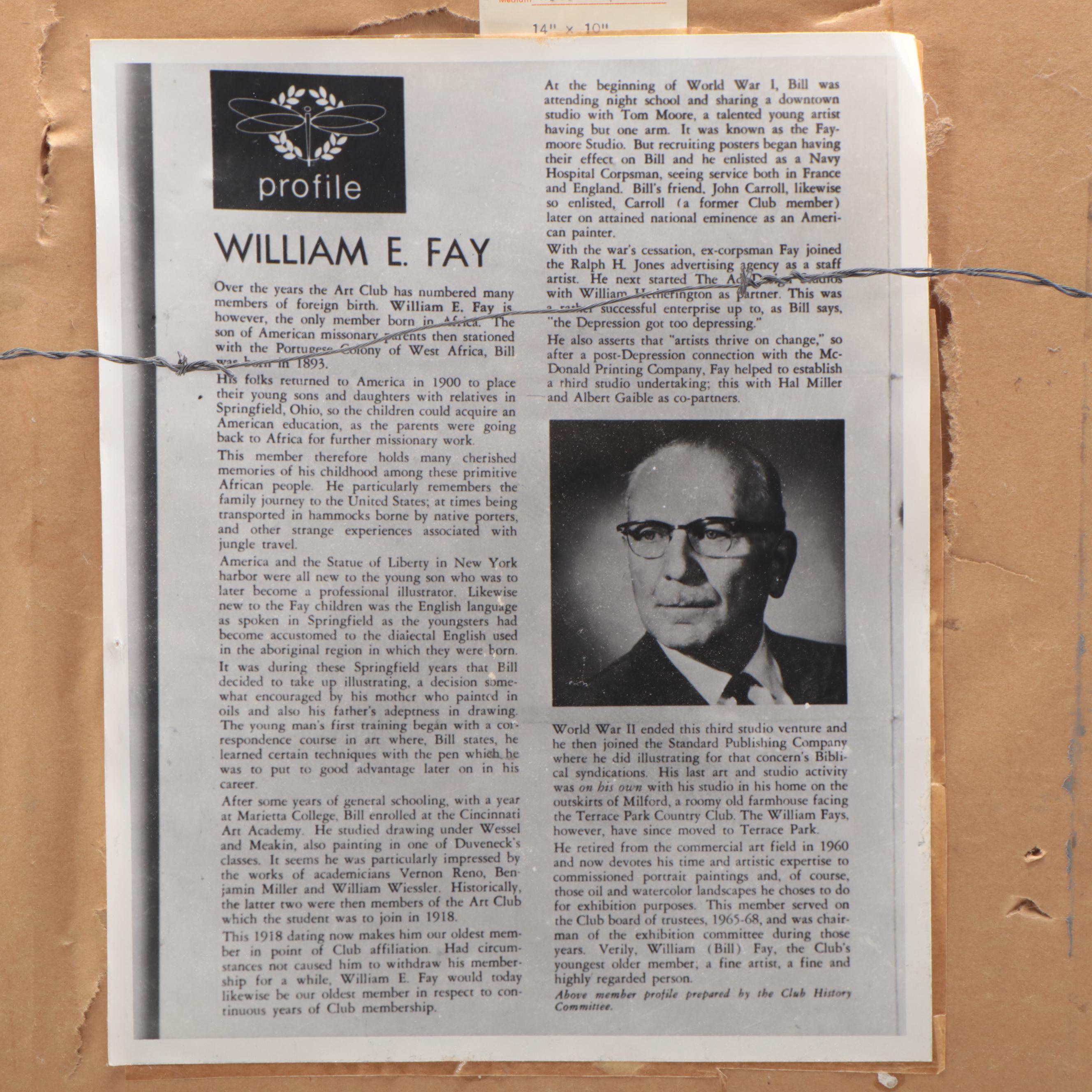 William E. Fay Watercolor Painting of Hunter