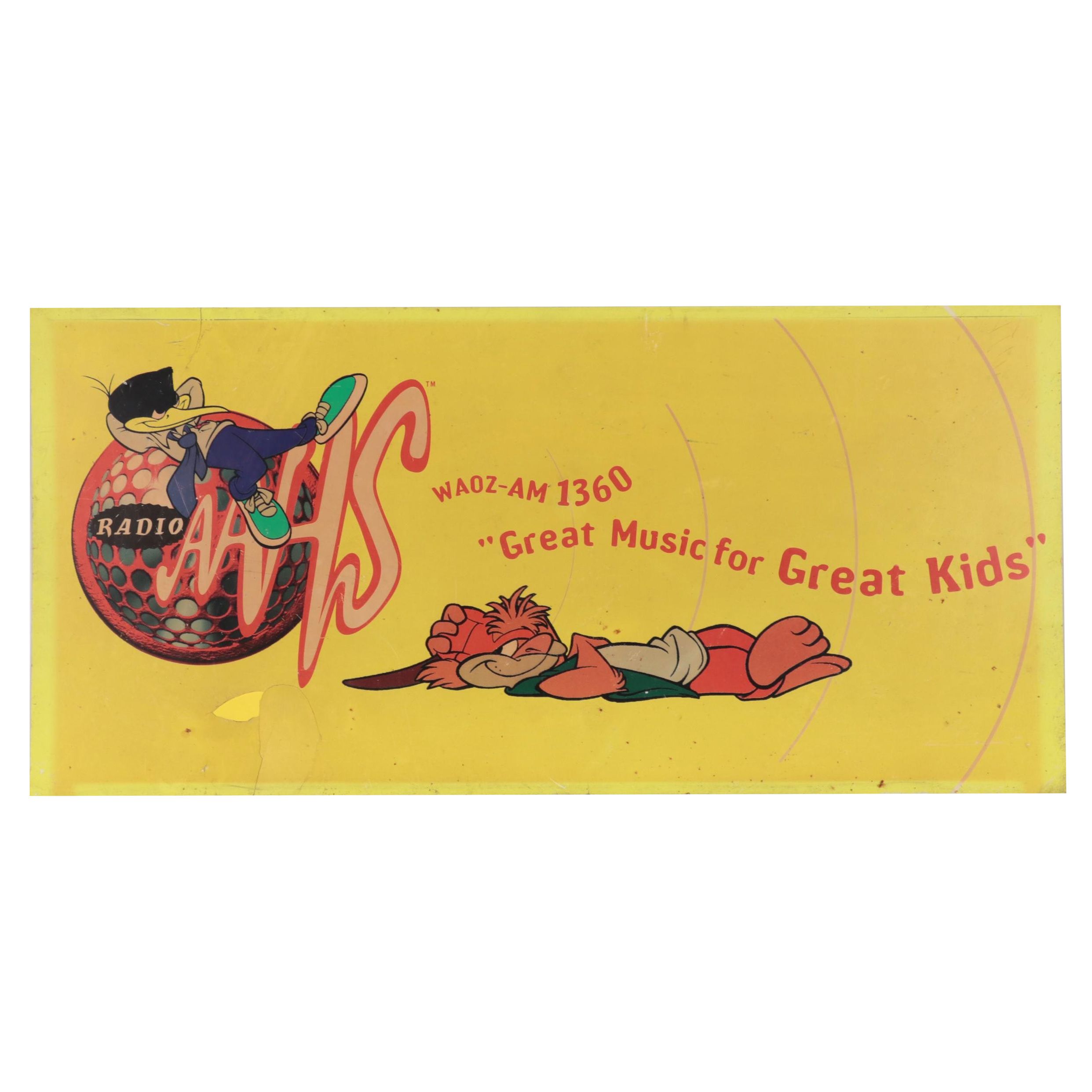 Vintage Radio Station Ad Sign for WAOZ-AM 1360