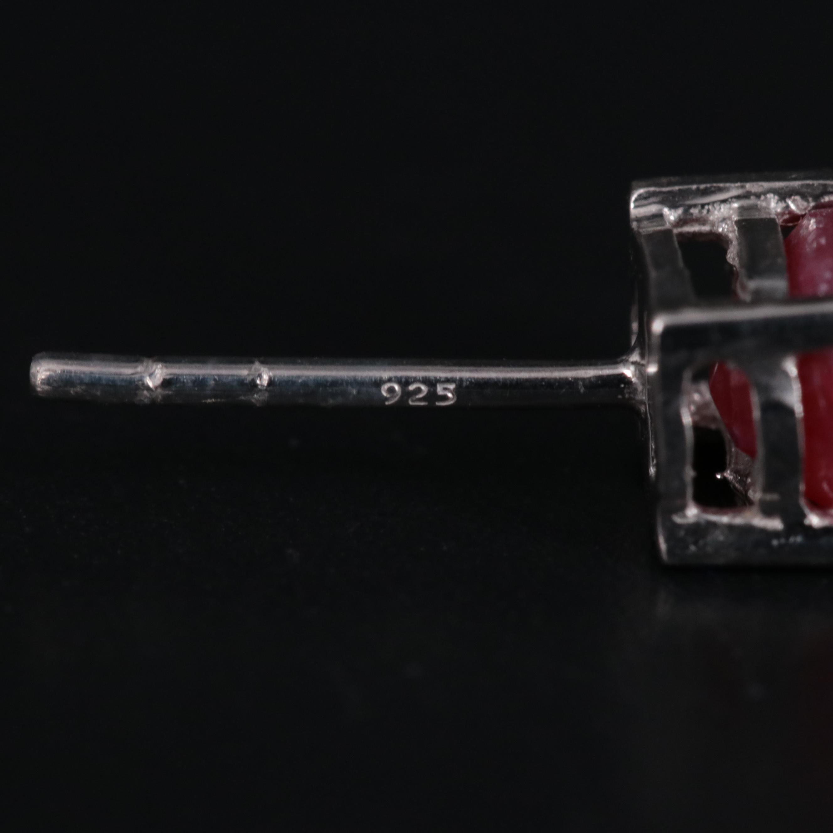 Sterling Silver Ruby Stud Earrings