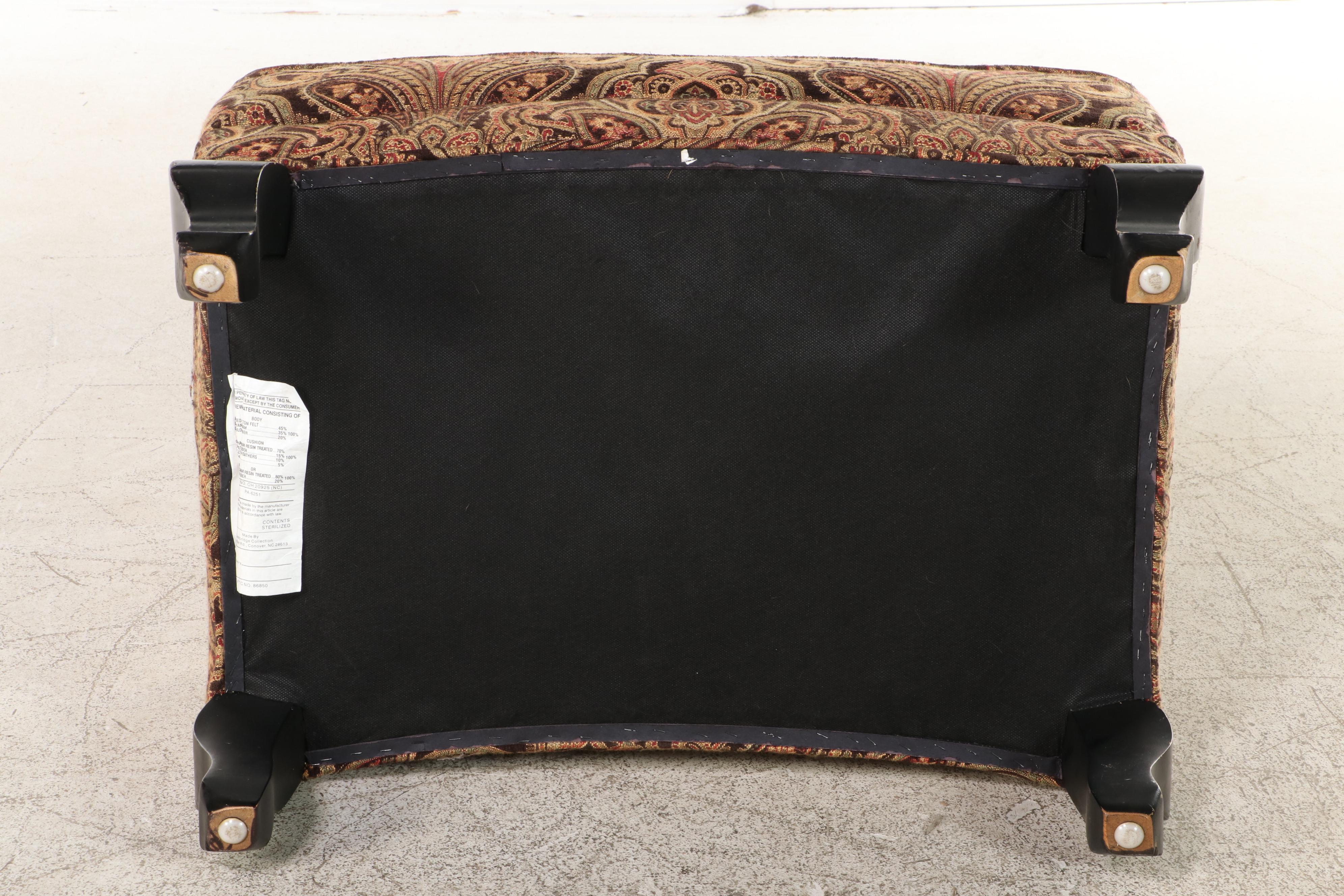 Arhaus Cambridge Collection Paisley Upholstered Wingback Chair and Ottoman