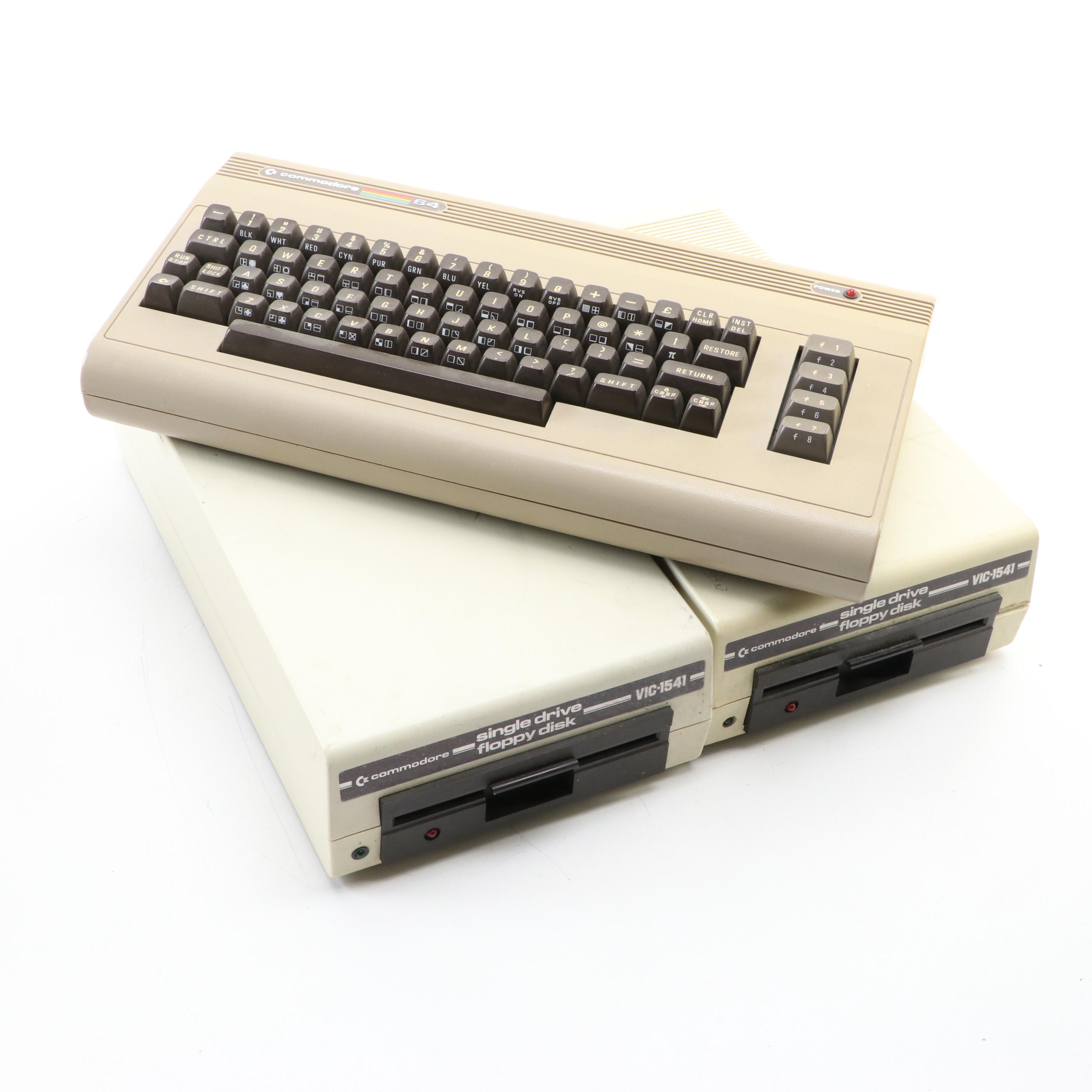 Commodore Floppy Disk Single Drives, Keyboard With Manuals and Accessories