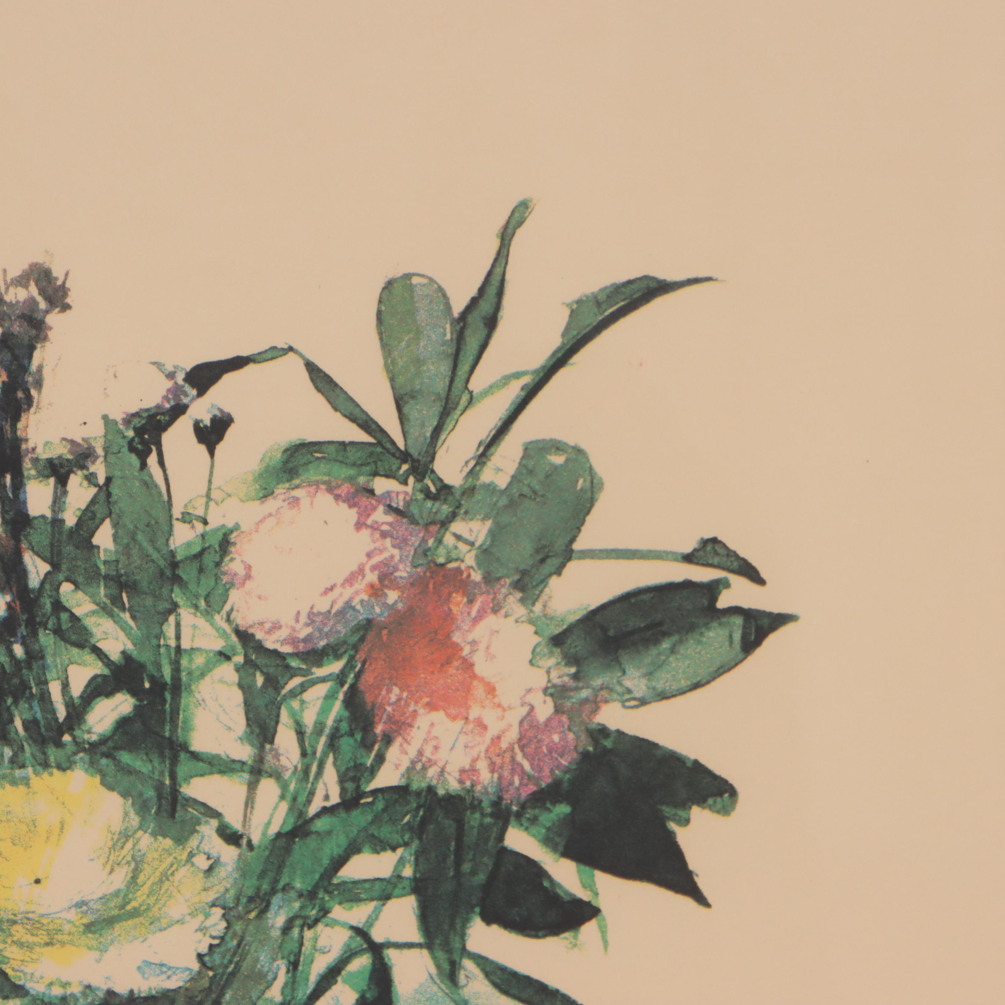 Chromolithograph Still Life of Flowers