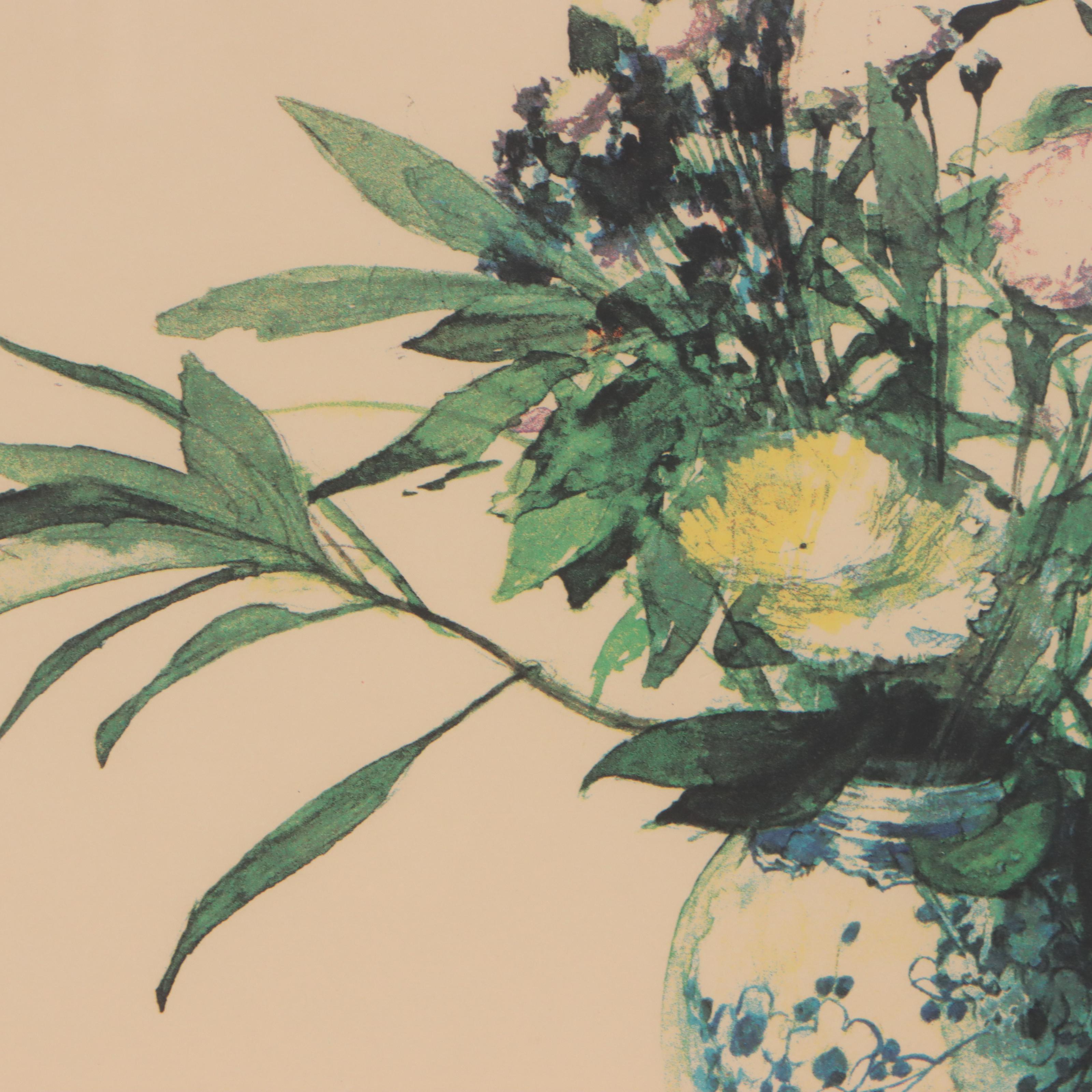 Chromolithograph Still Life of Flowers