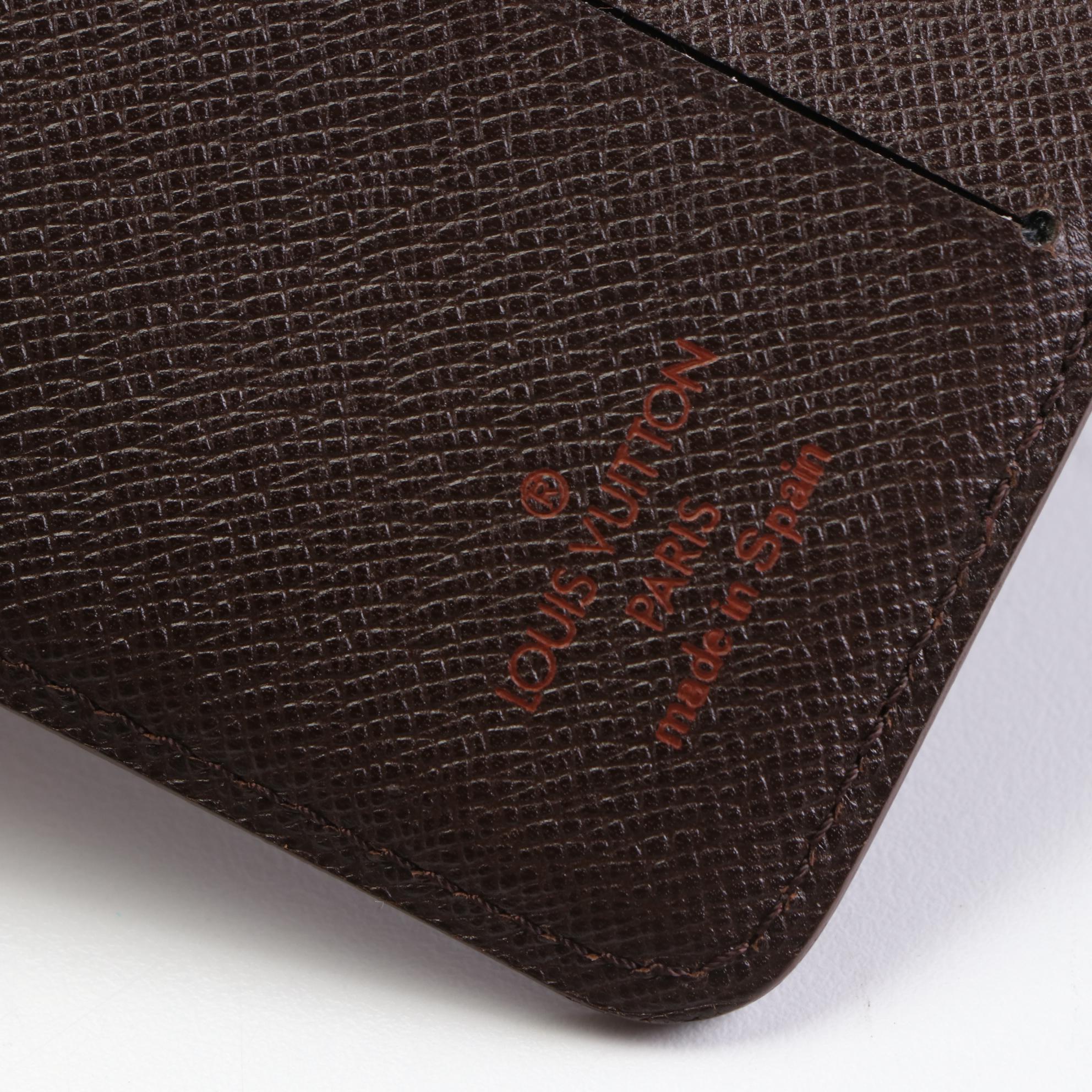 Louis Vuitton Compact Wallet in Damier Ebene Canvas/Brown Leather with Box