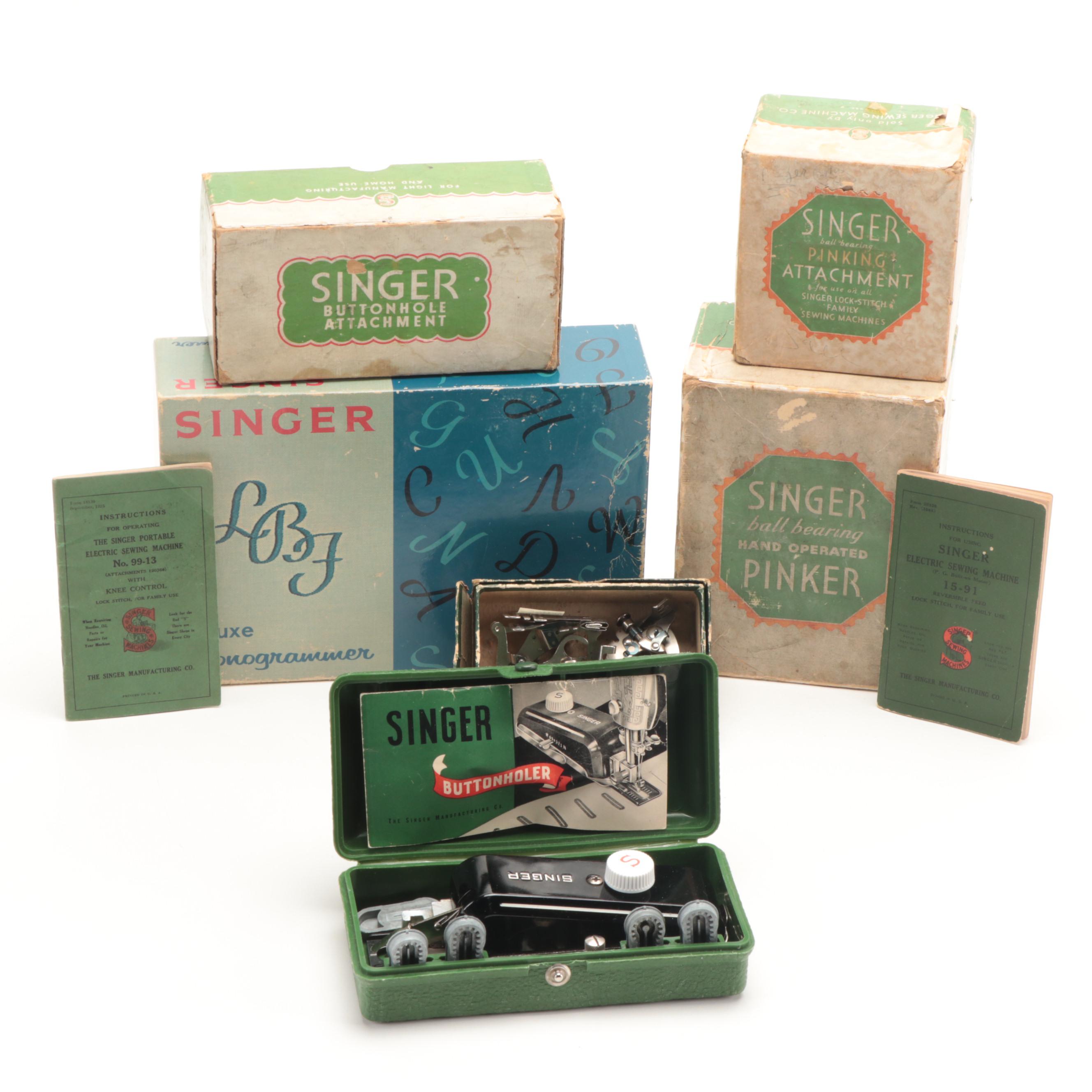 Singer Sewing Machine Buttonhole Attachment and Other Accessories, Mid-20th C.