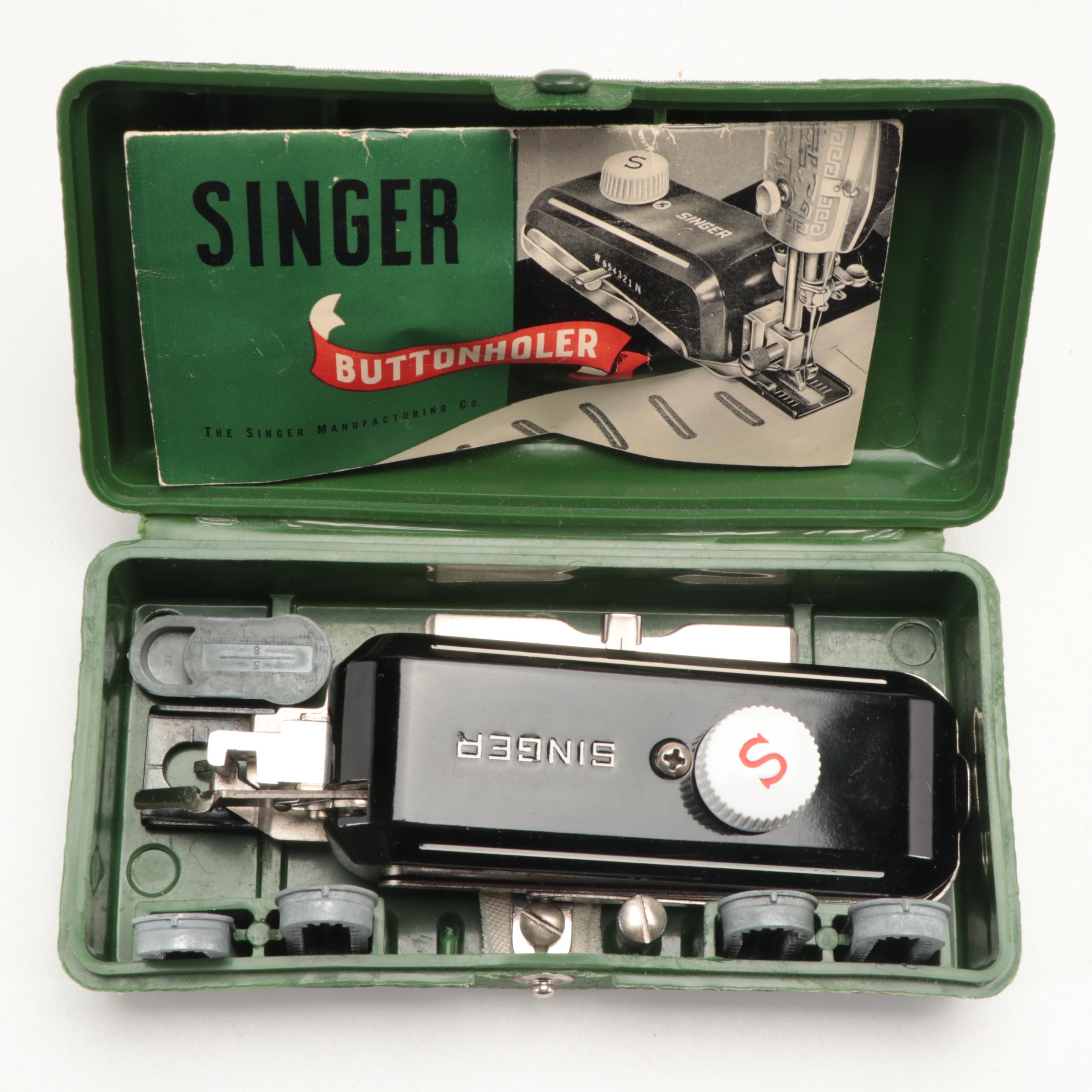Singer Sewing Machine Buttonhole Attachment and Other Accessories, Mid-20th C.