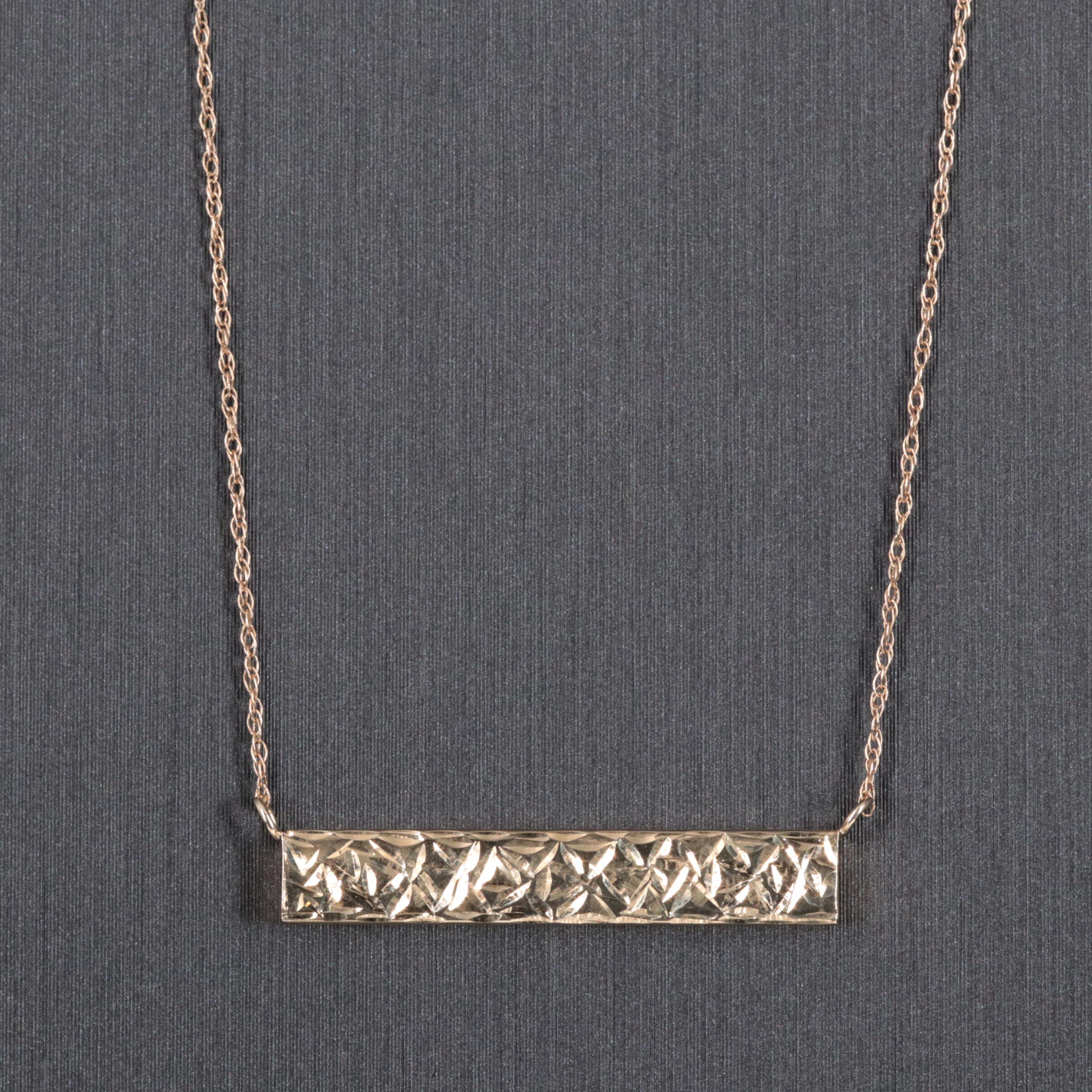 10K Rectangular Pendant Necklace