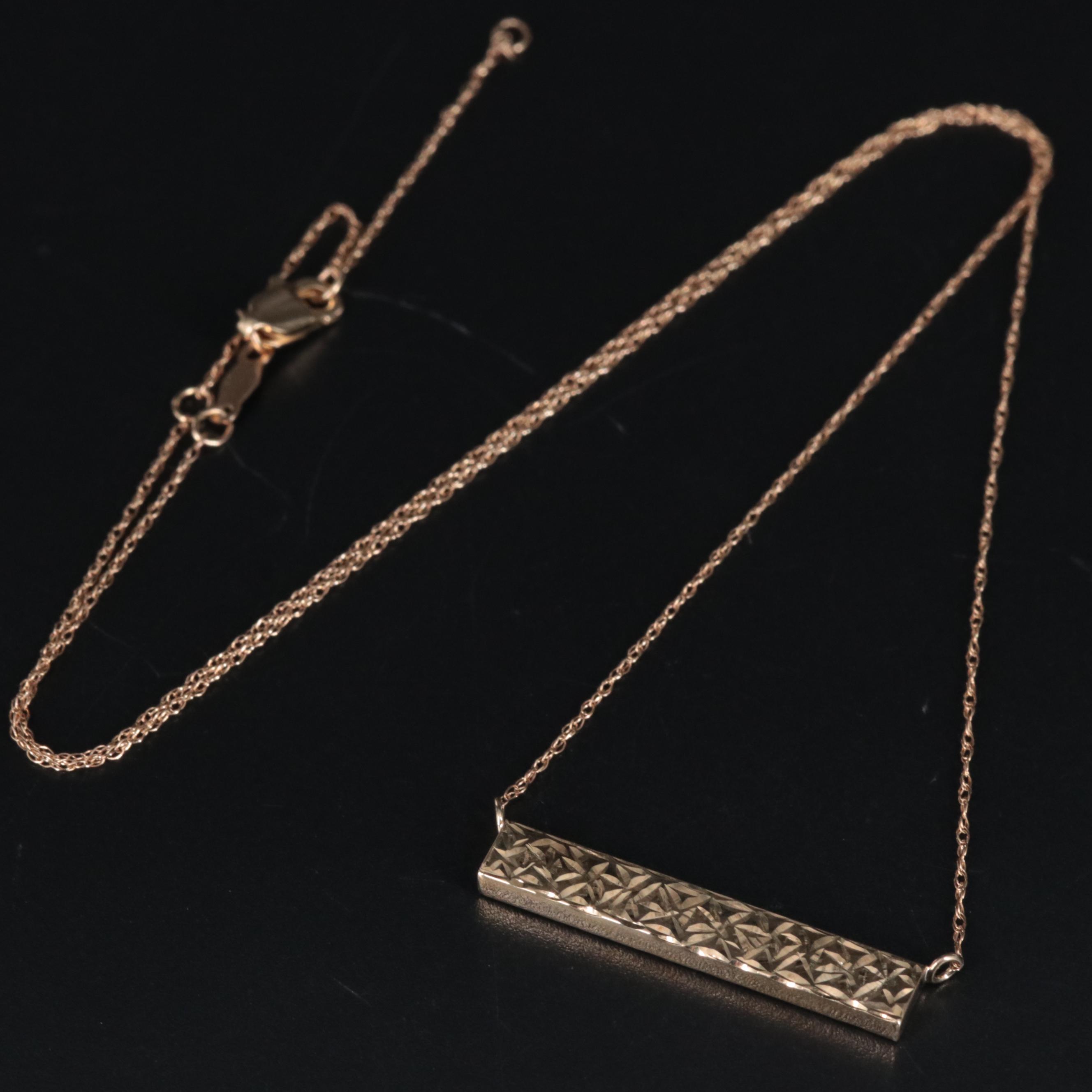 10K Rectangular Pendant Necklace