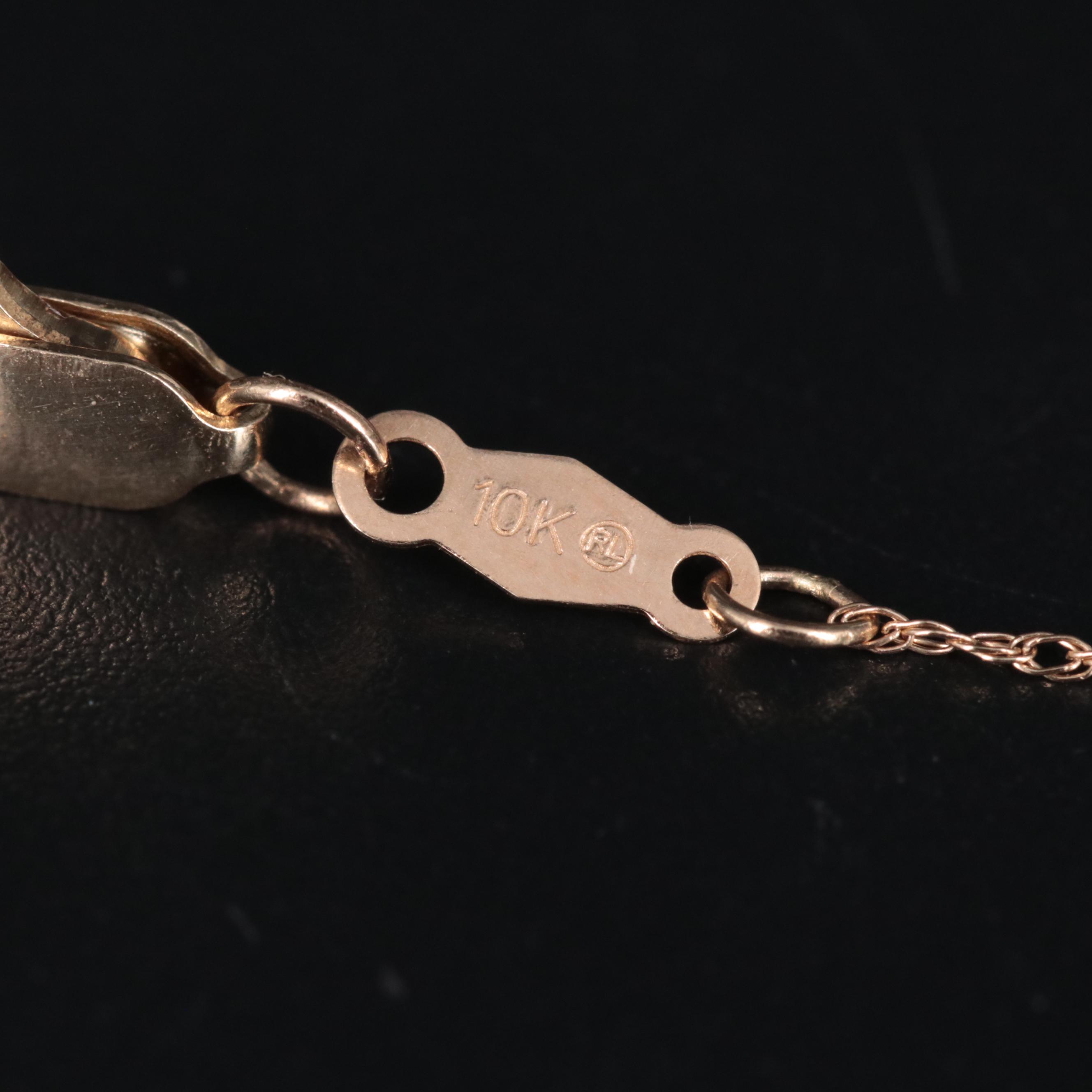 10K Rectangular Pendant Necklace