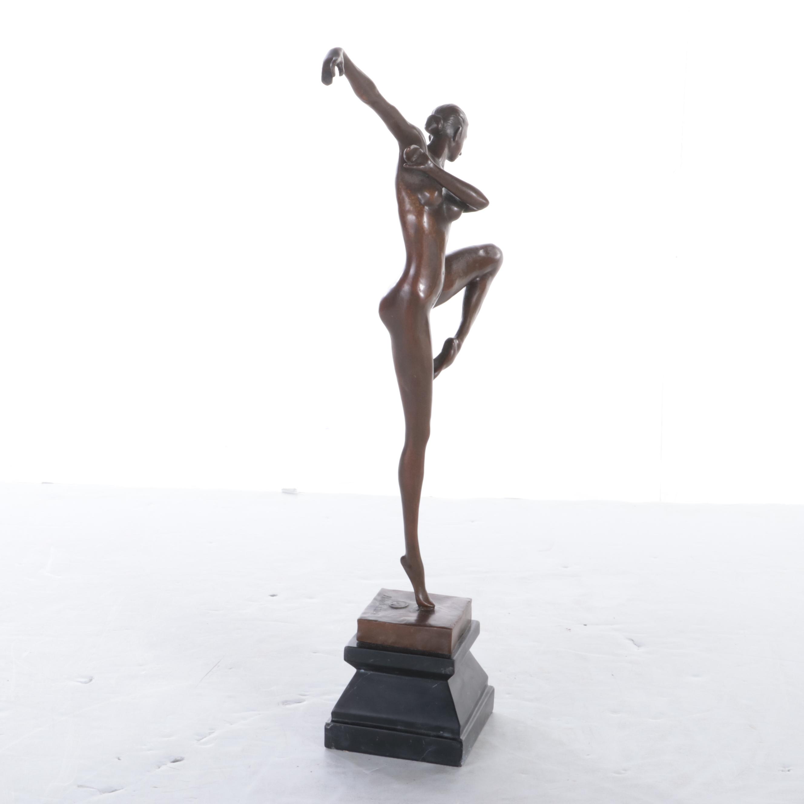 Aldo Vitaleh Bronze Sculpture of Female Dancer
