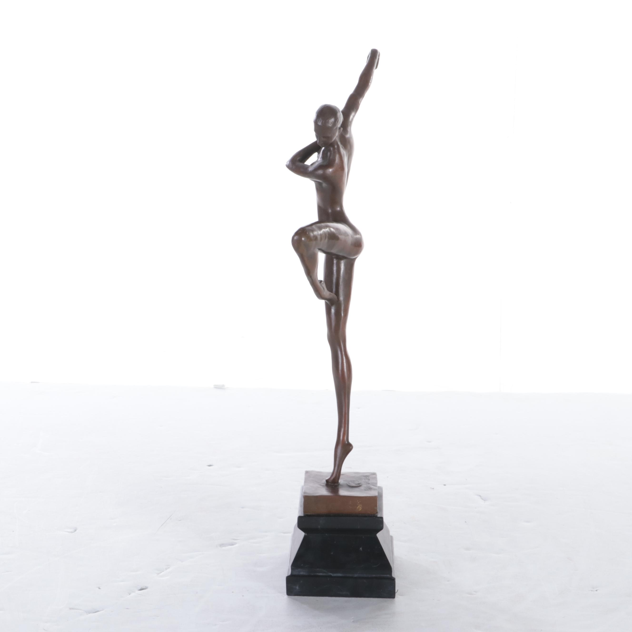 Aldo Vitaleh Bronze Sculpture of Female Dancer