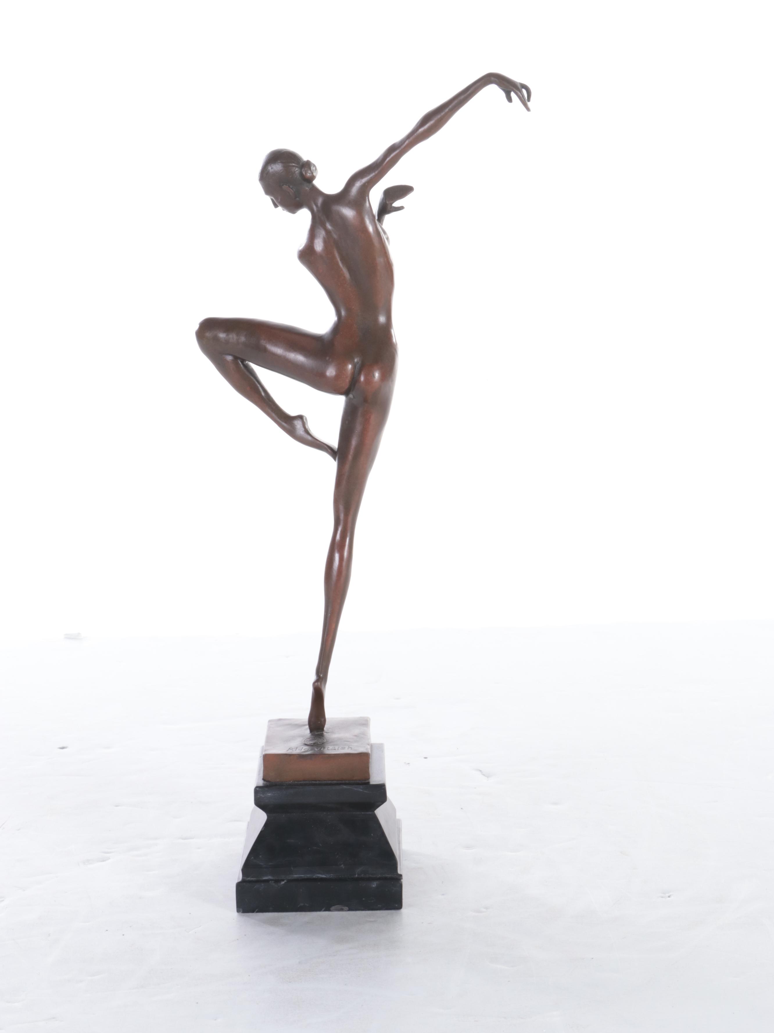 Aldo Vitaleh Bronze Sculpture of Female Dancer