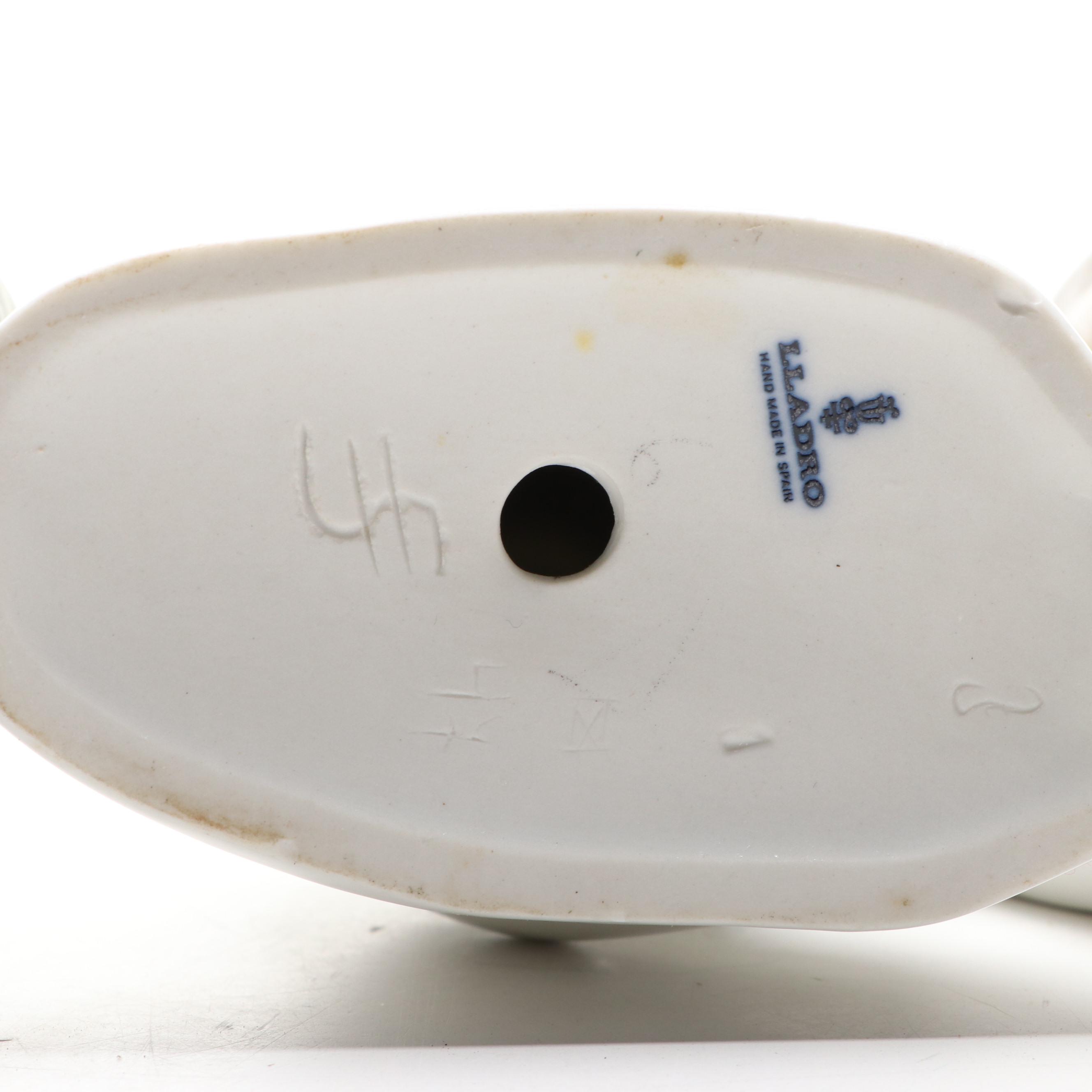 Lladró "Girl with Slippers" and "Shepherdess with Dove" Figurines, 1971–1974