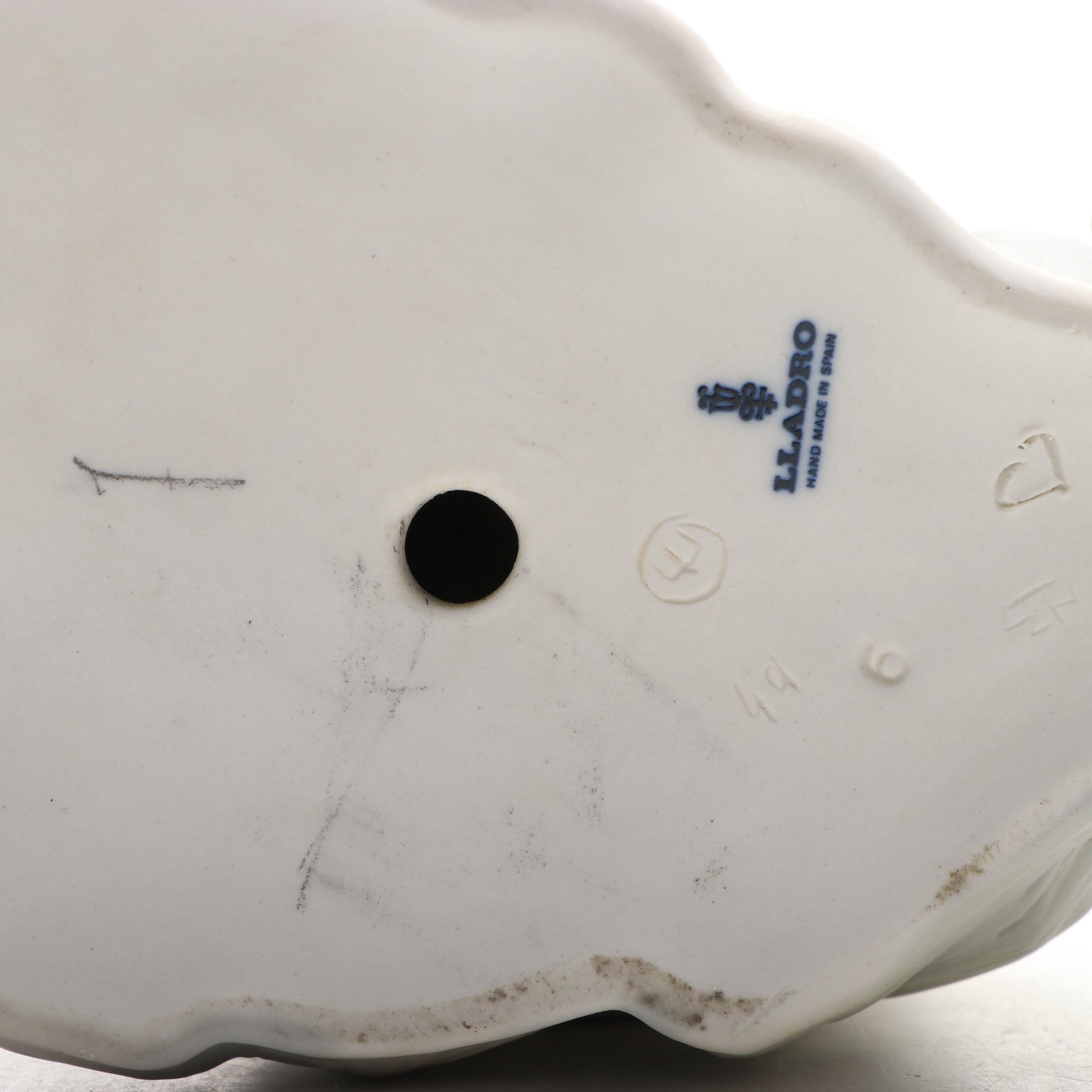 Lladró "Girl with Slippers" and "Shepherdess with Dove" Figurines, 1971–1974