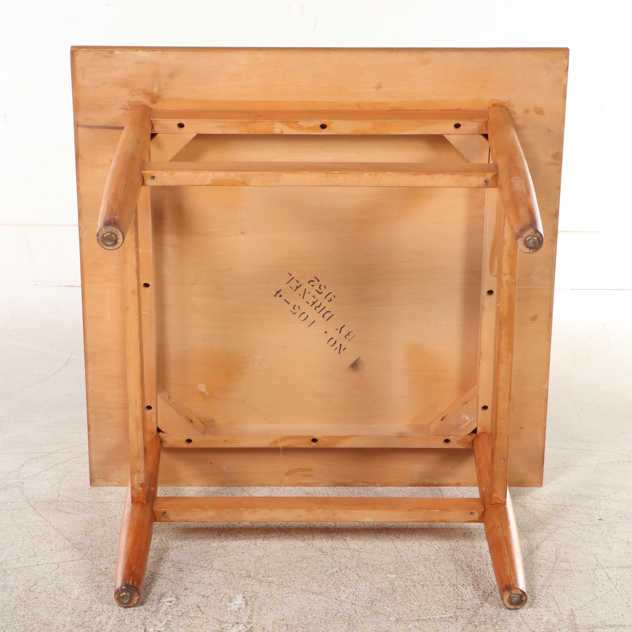 Drexel Wood End Table with Canted Corner Tile Shelf, Mid to Late 20th Century