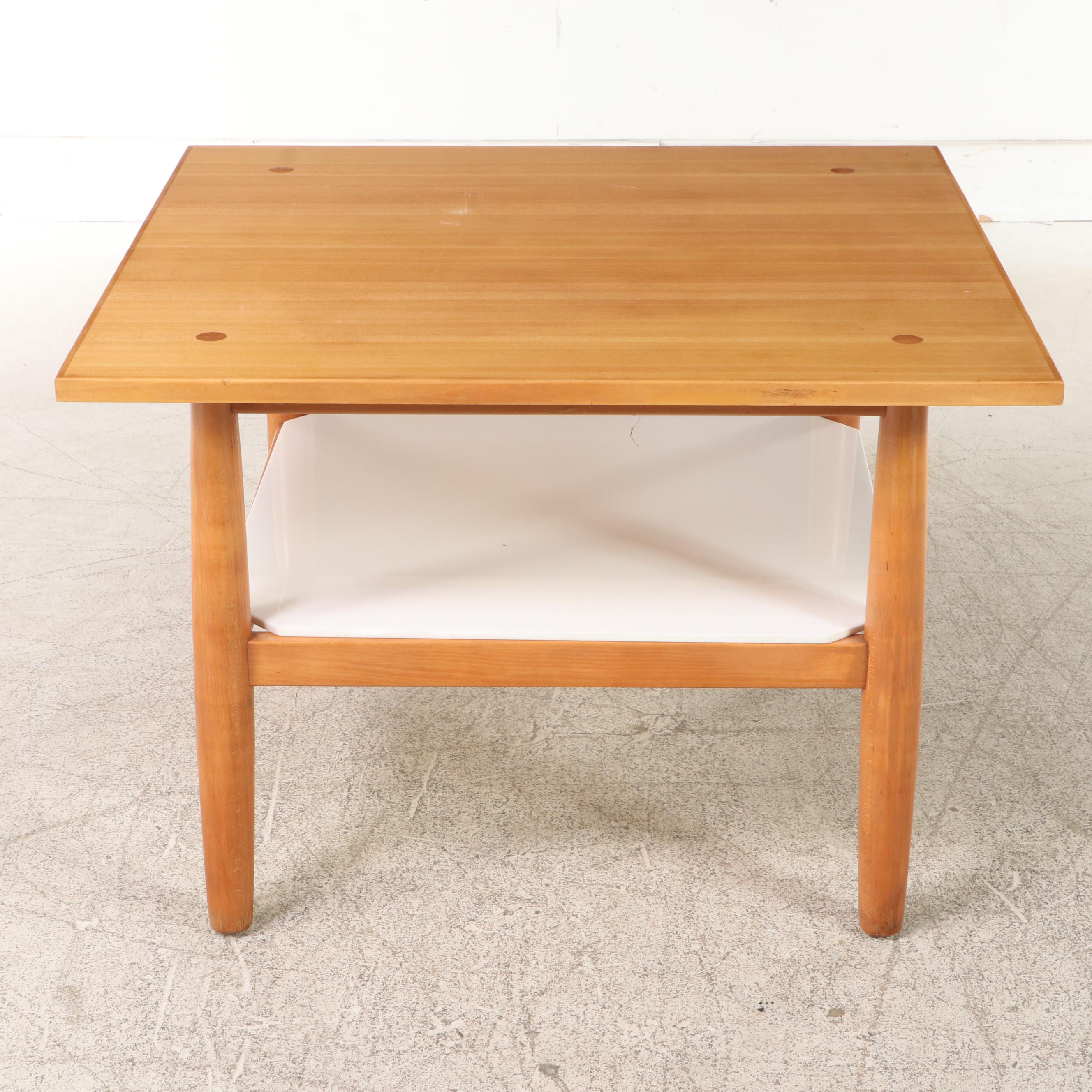 Drexel Wood End Table with Canted Corner Tile Shelf, Mid to Late 20th Century