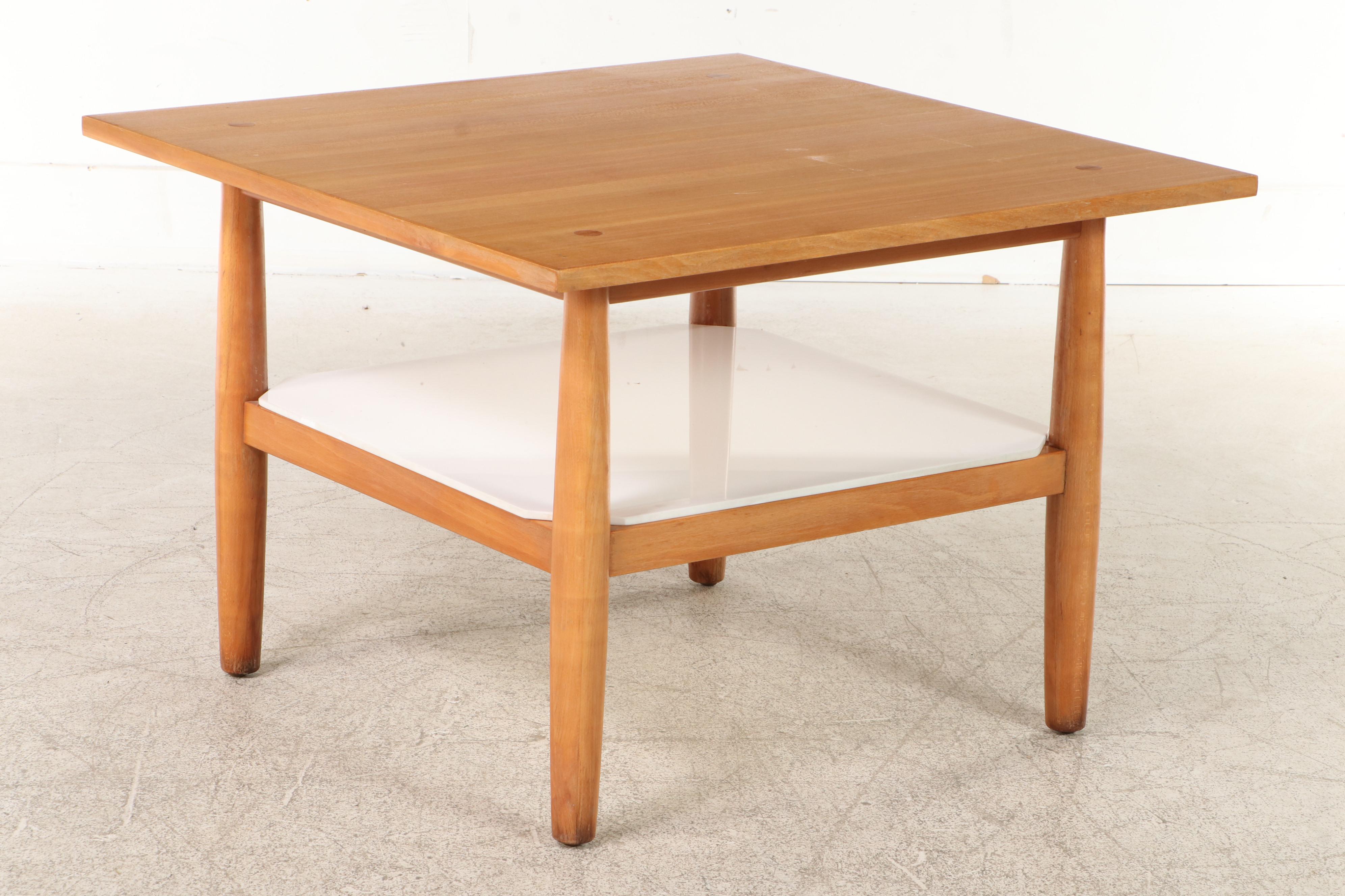 Drexel Wood End Table with Canted Corner Tile Shelf, Mid to Late 20th Century