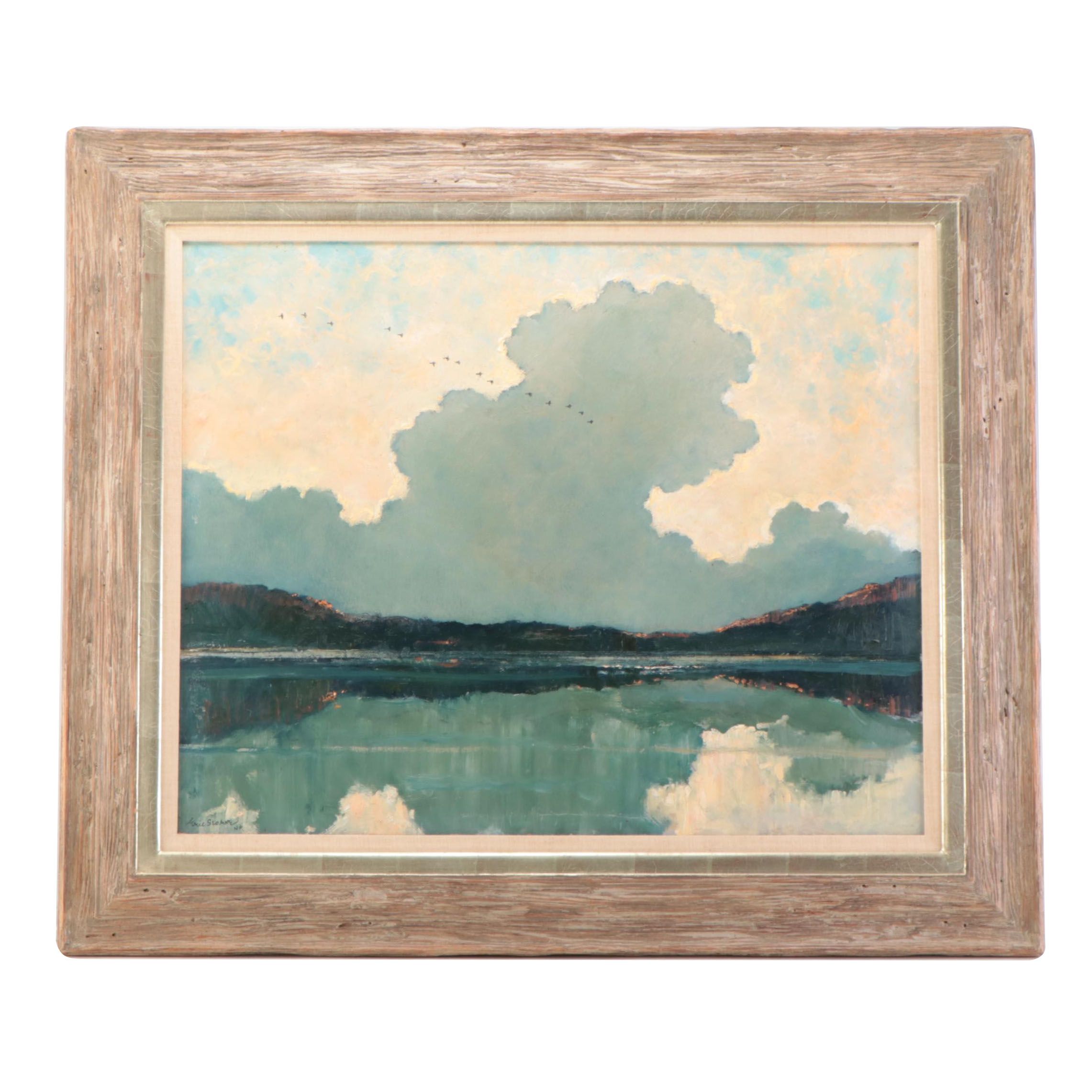 Eric Sloane Landscape Oil Painting "Golden Evening," Mid-20th Century