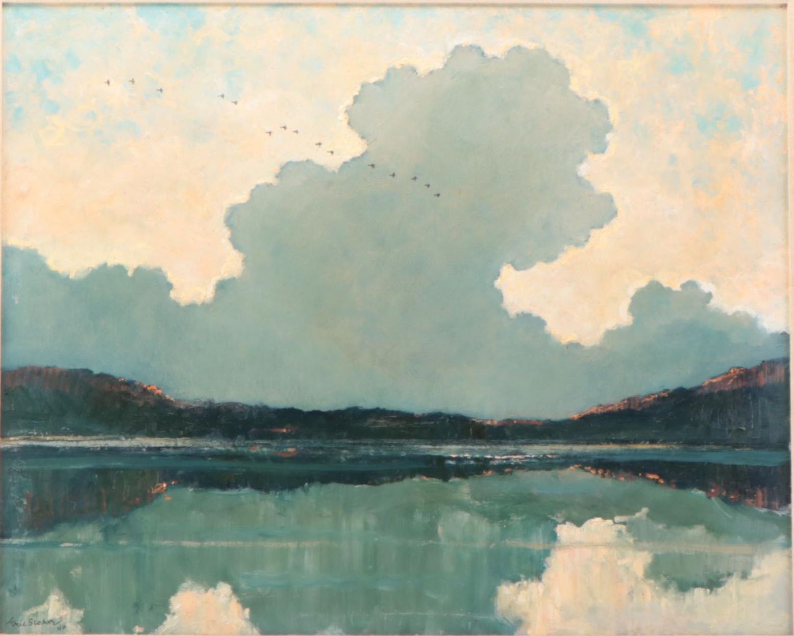 Eric Sloane Landscape Oil Painting "Golden Evening," Mid-20th Century