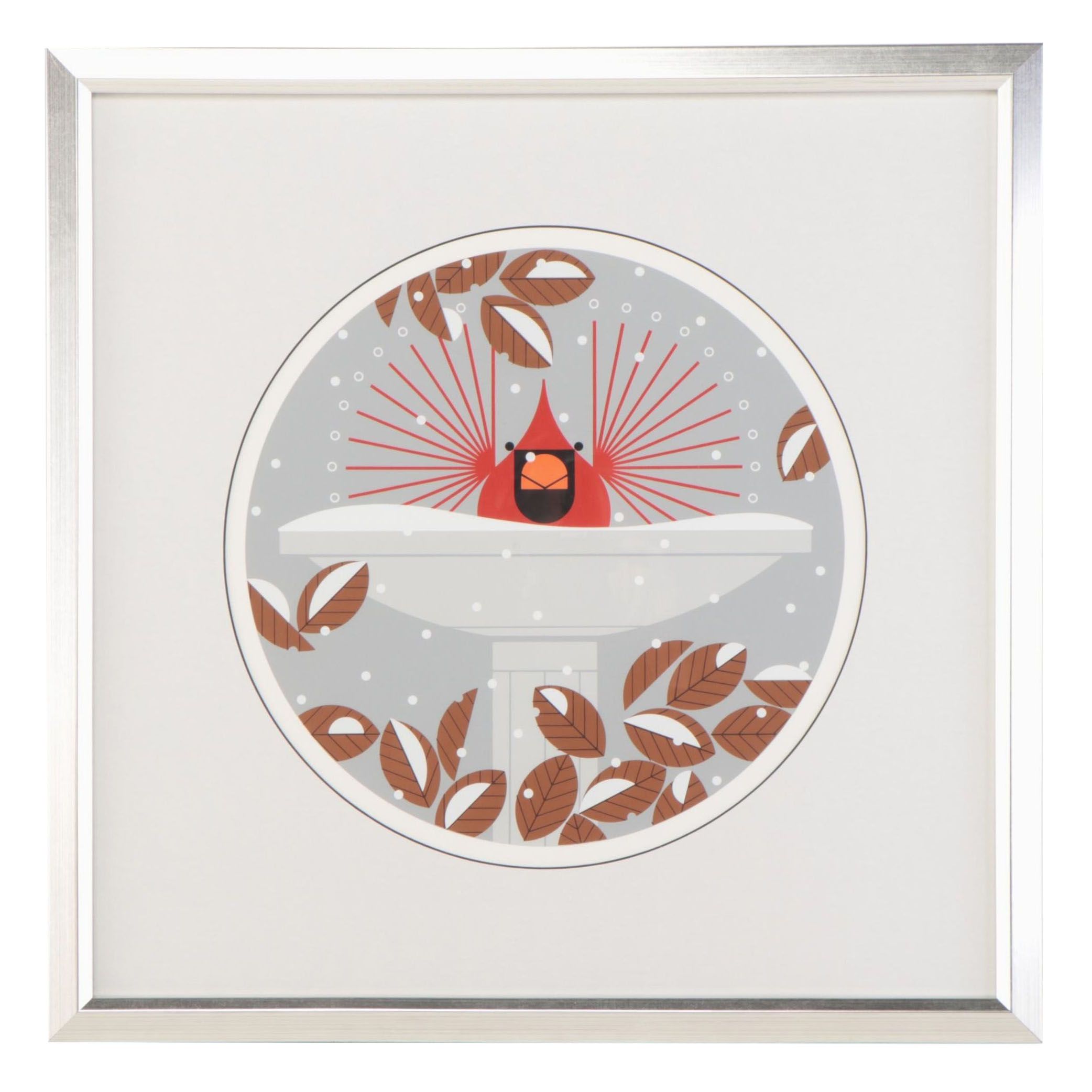 Charley Harper Serigraph "Brrrdbath," 1986