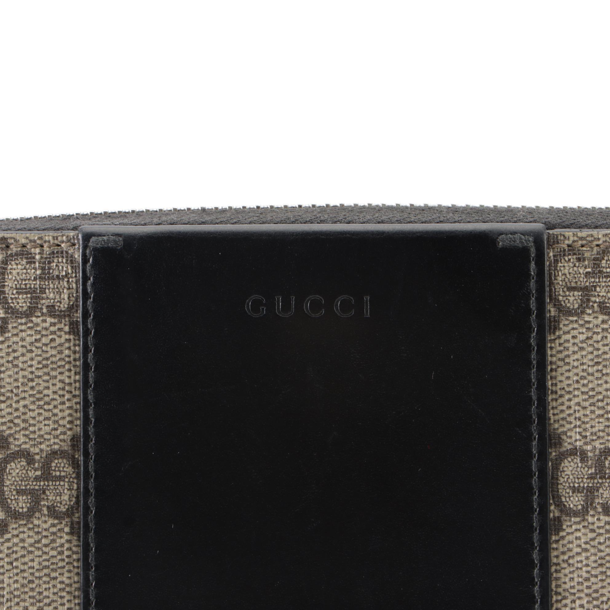 Gucci Zip-Around Wallet in GG Supreme Canvas and Black Leather with Box