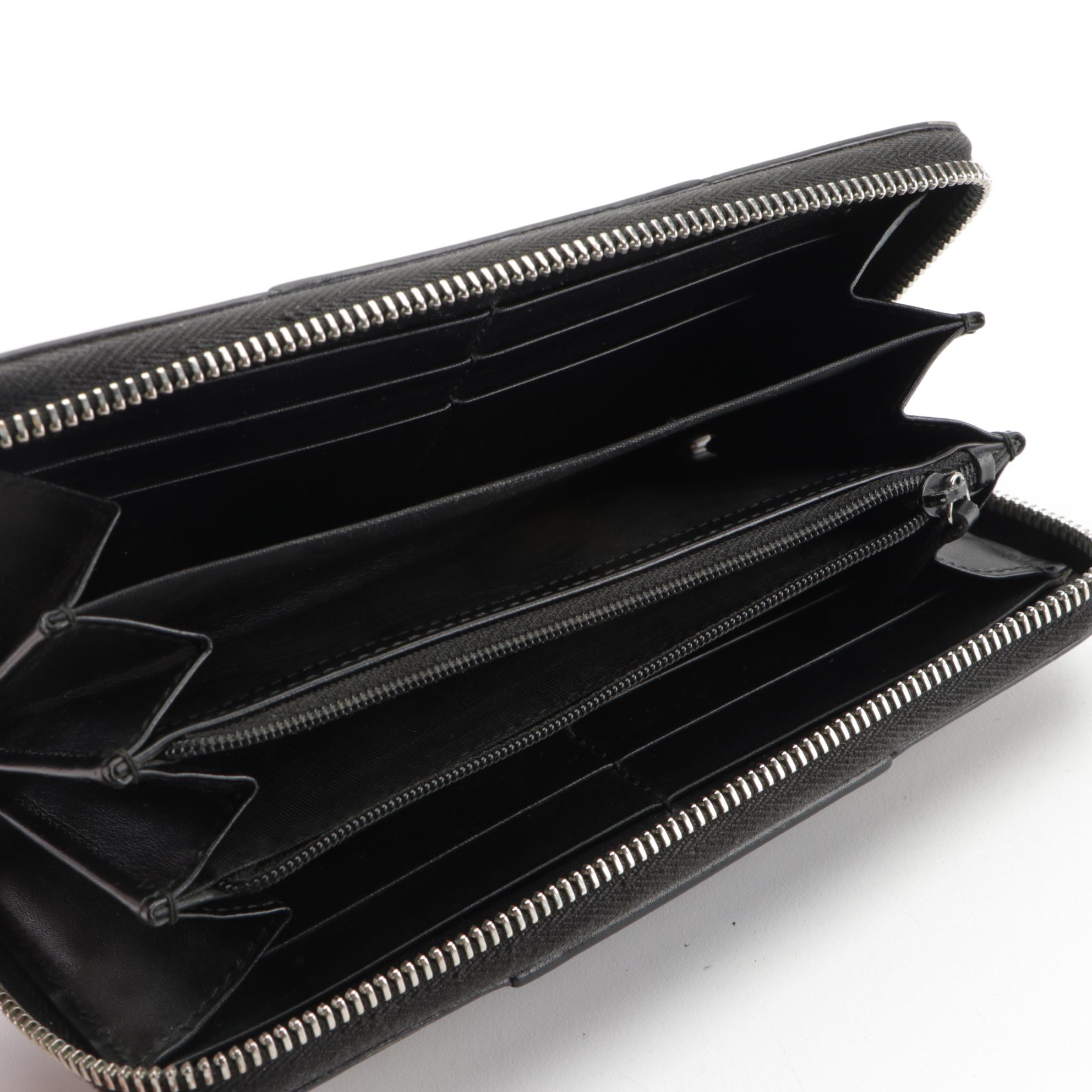 Gucci Zip-Around Wallet in GG Supreme Canvas and Black Leather with Box