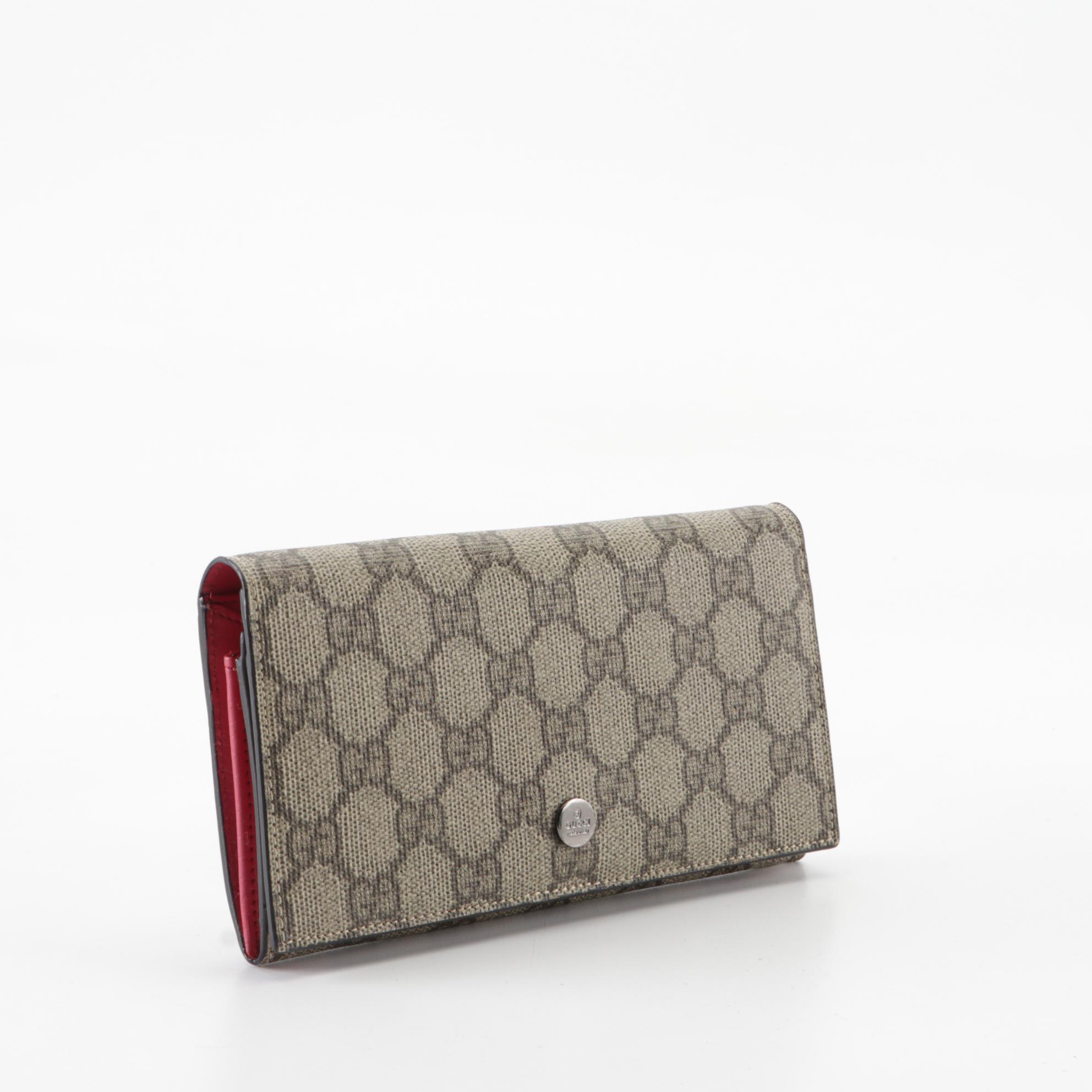 Gucci Long Wallet in GG Supreme Canvas and Leather