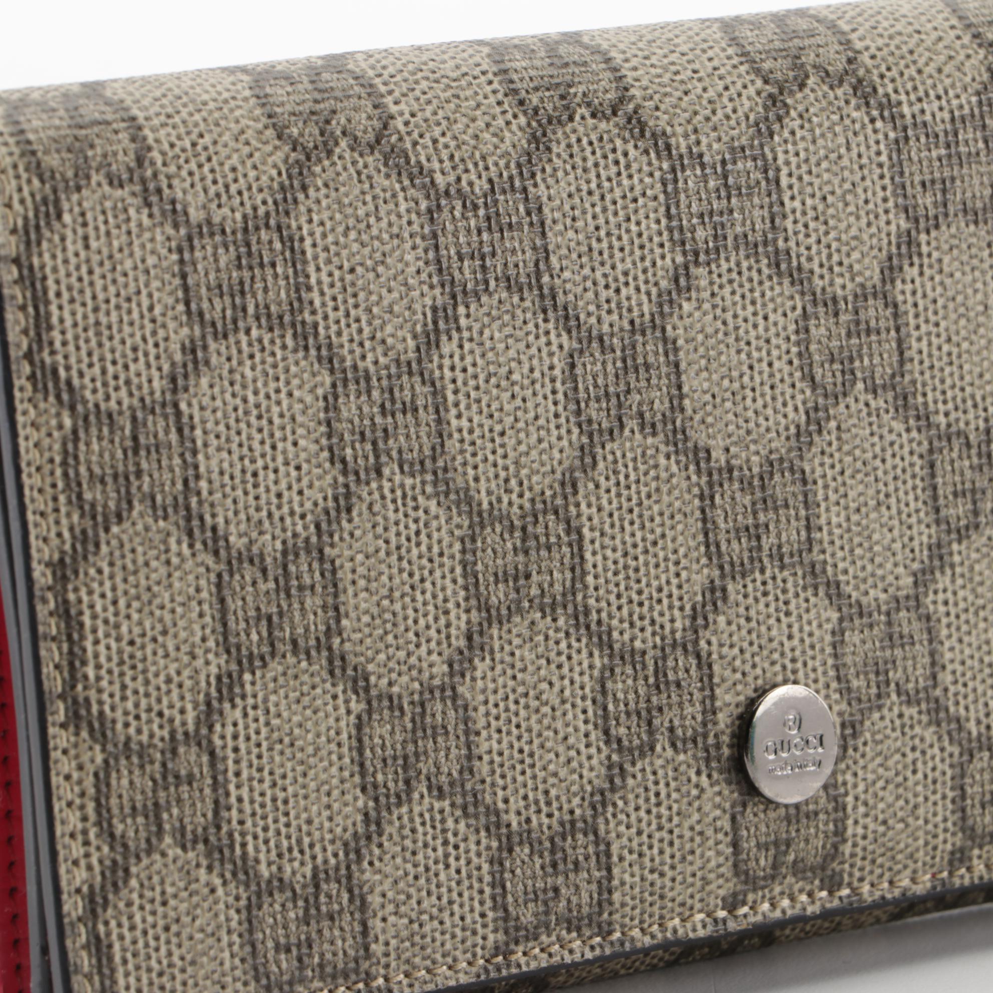 Gucci Long Wallet in GG Supreme Canvas and Leather