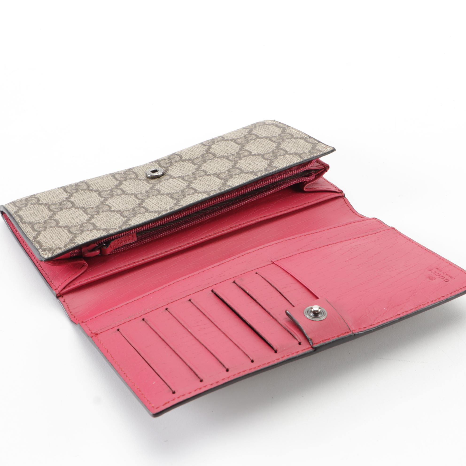 Gucci Long Wallet in GG Supreme Canvas and Leather