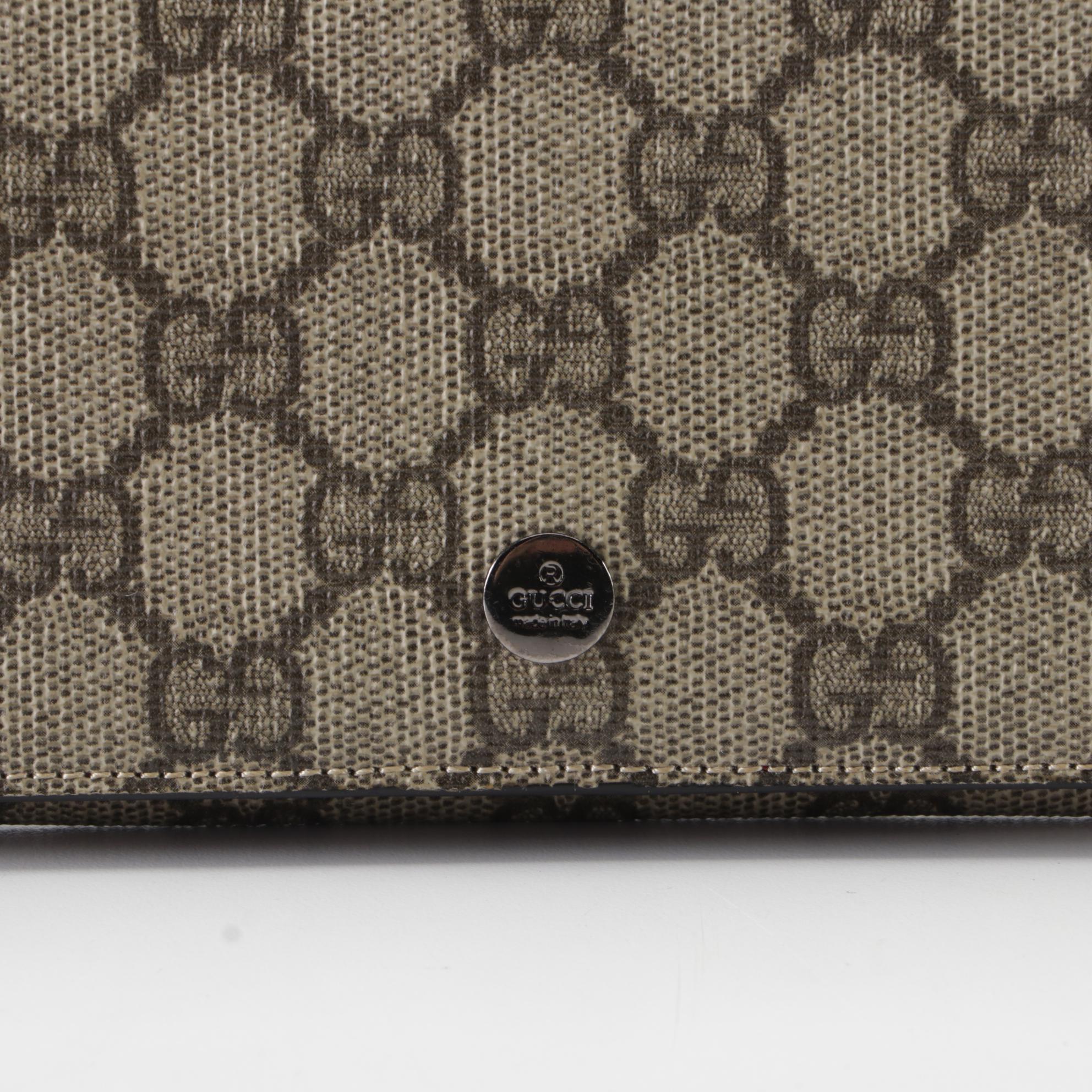 Gucci Long Wallet in GG Supreme Canvas and Leather