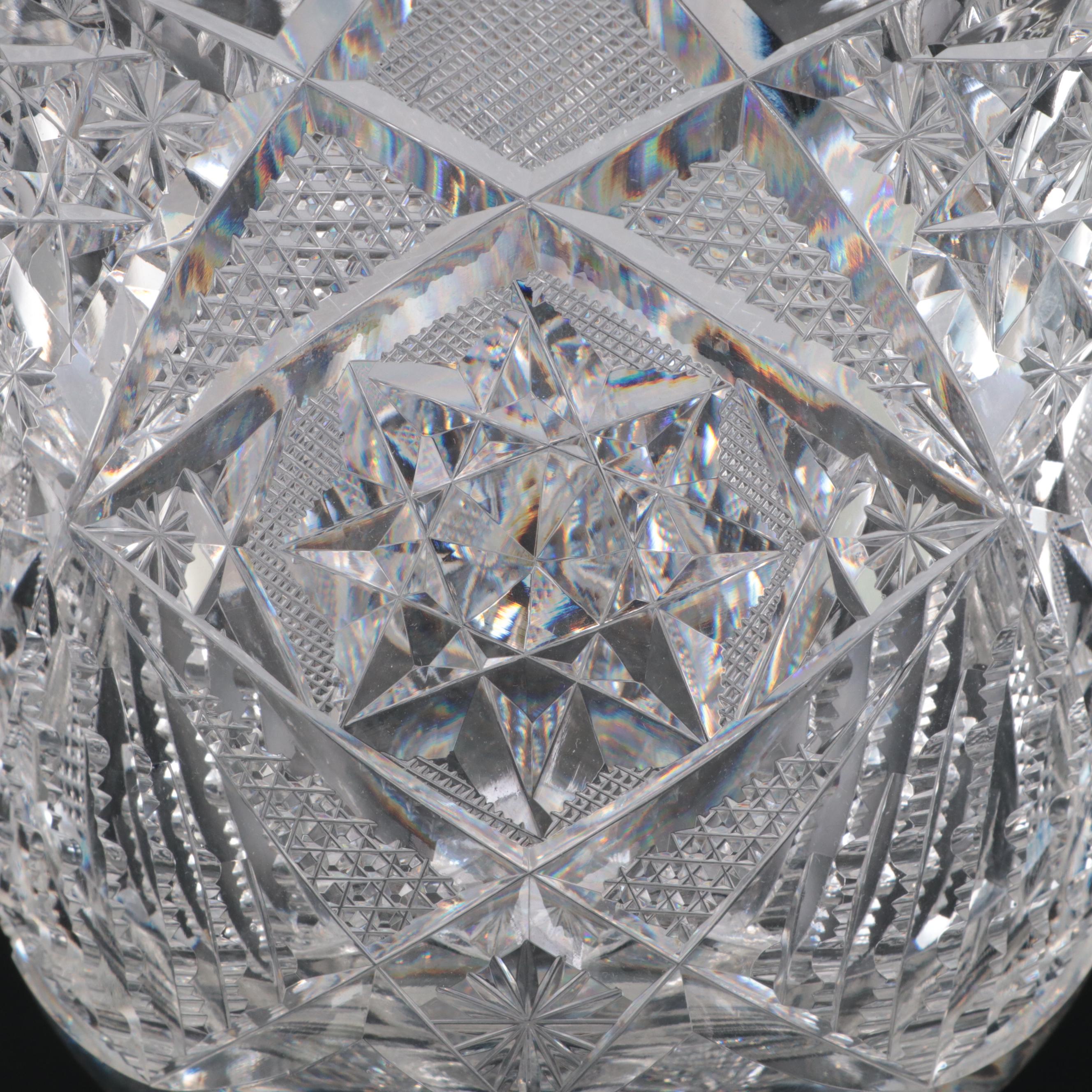 American Brilliant Cut Glass Pedestal Vase, Late 19th/ Early 20th Century