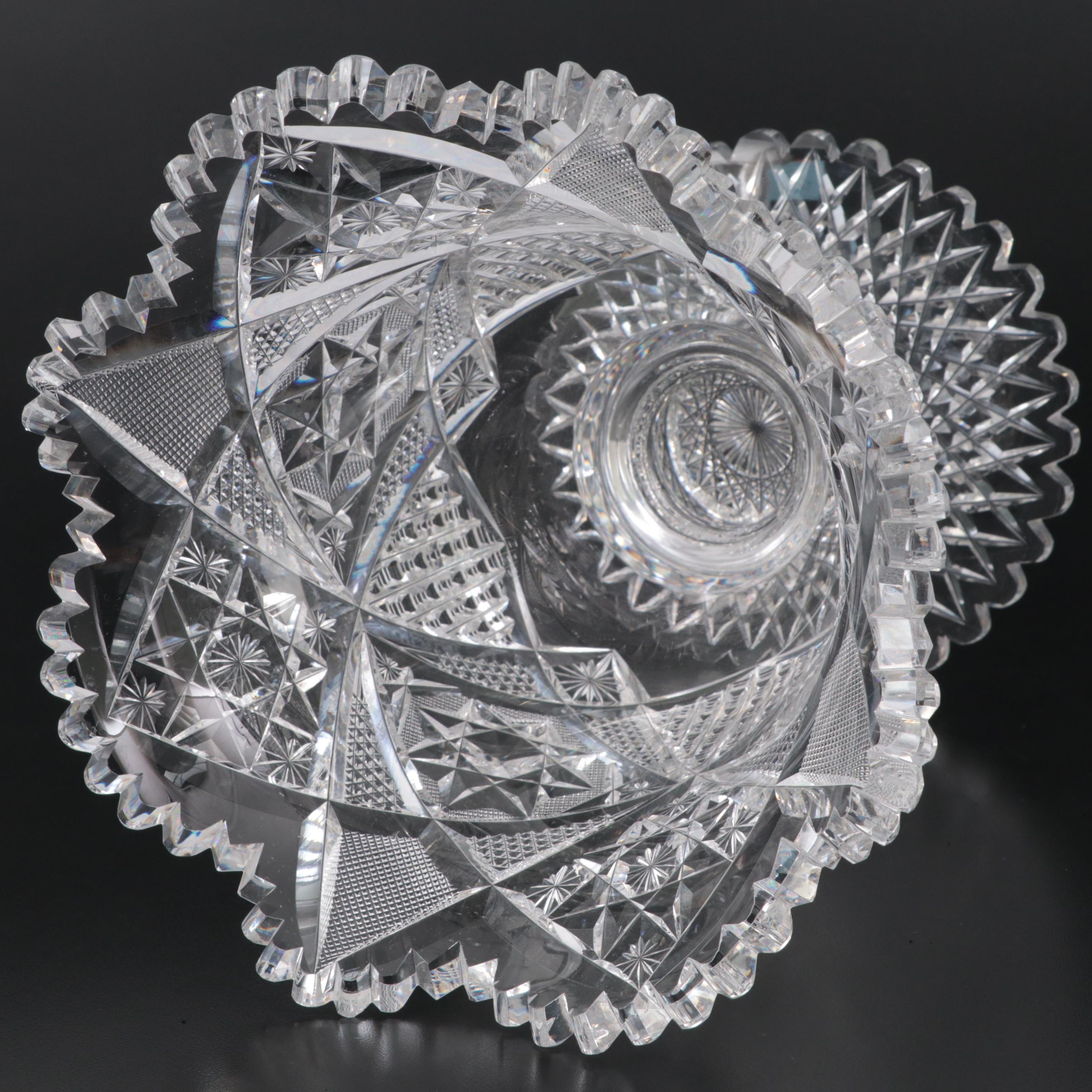 American Brilliant Cut Glass Pedestal Vase, Late 19th/ Early 20th Century