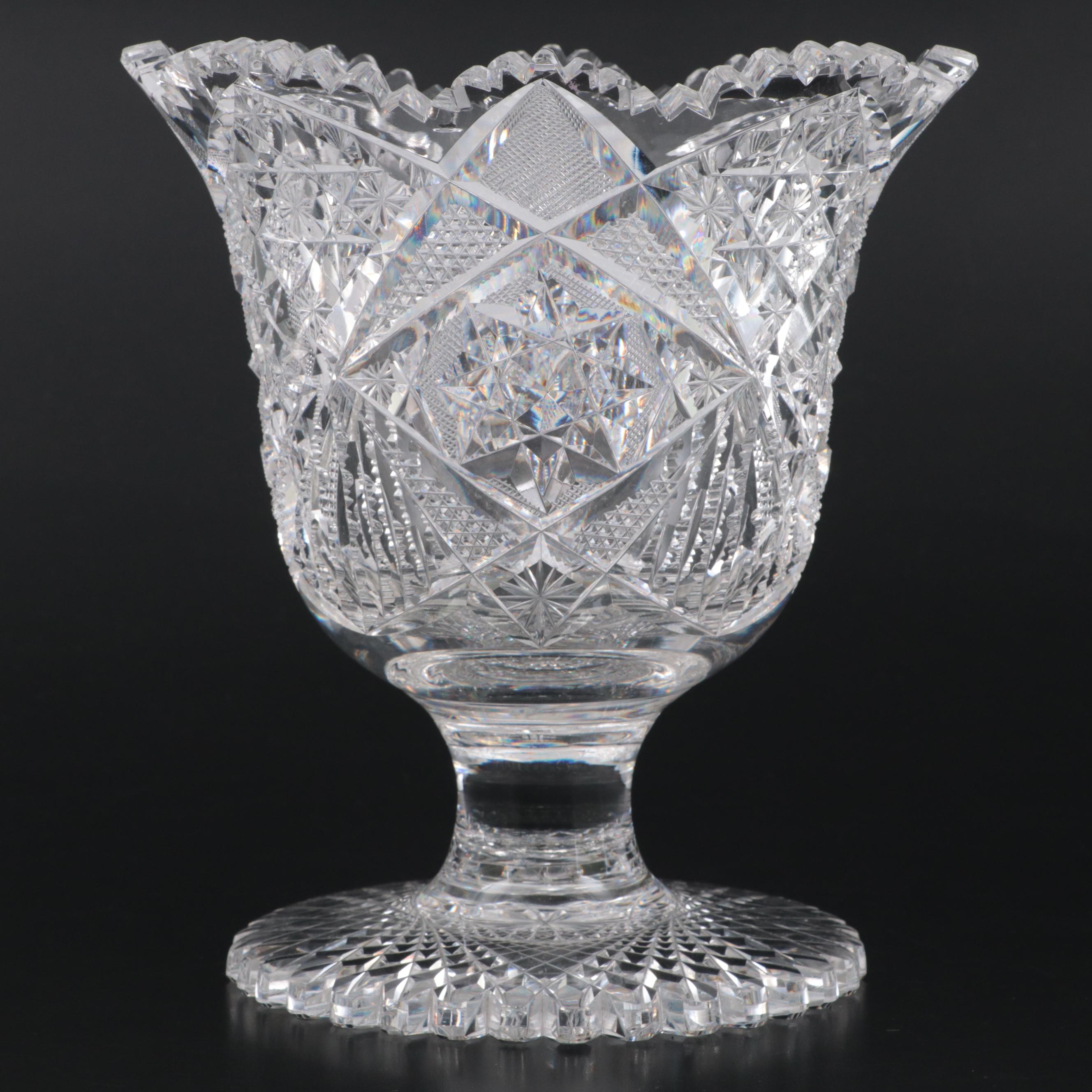 American Brilliant Cut Glass Pedestal Vase, Late 19th/ Early 20th Century
