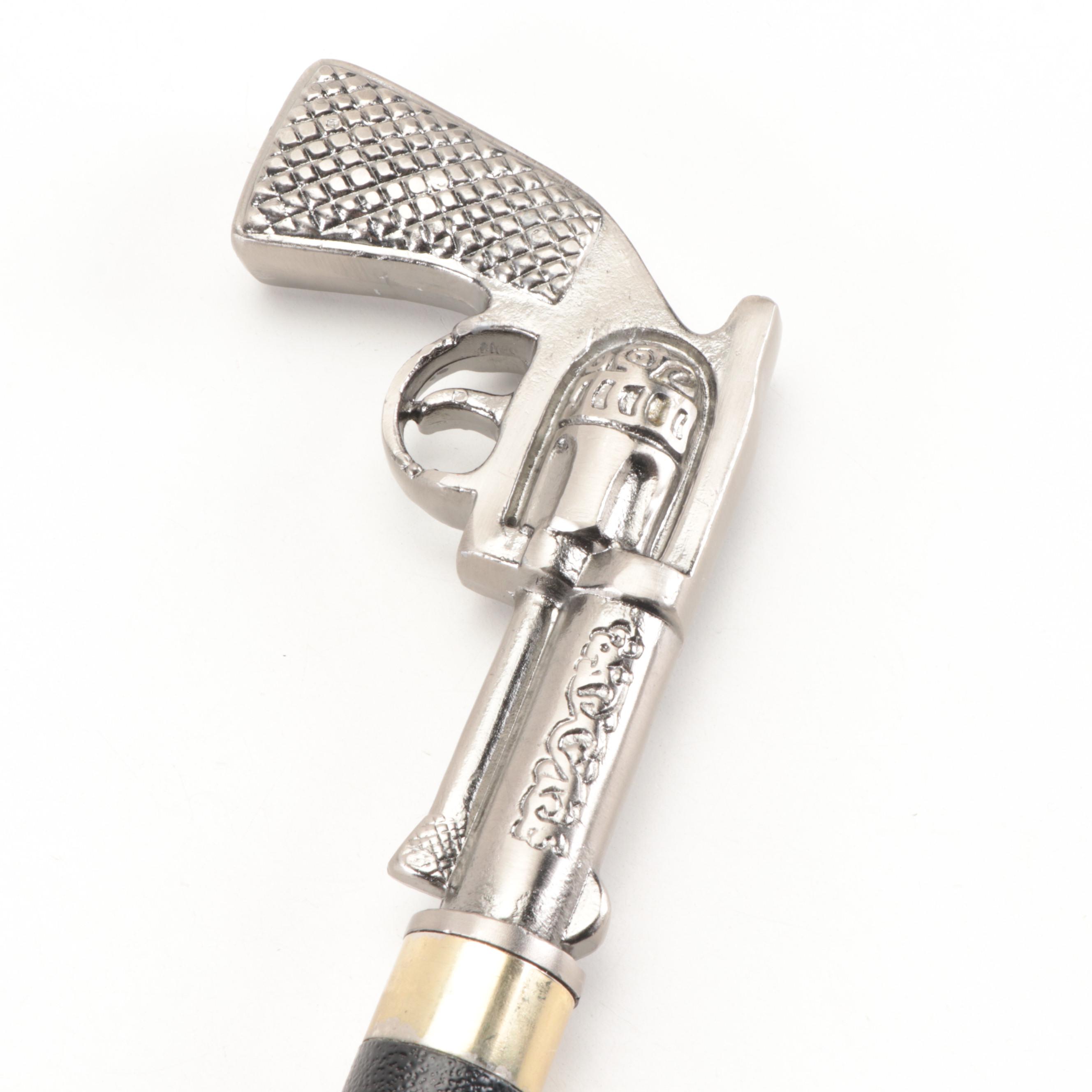 Revolver Handle Metal Sword Cane