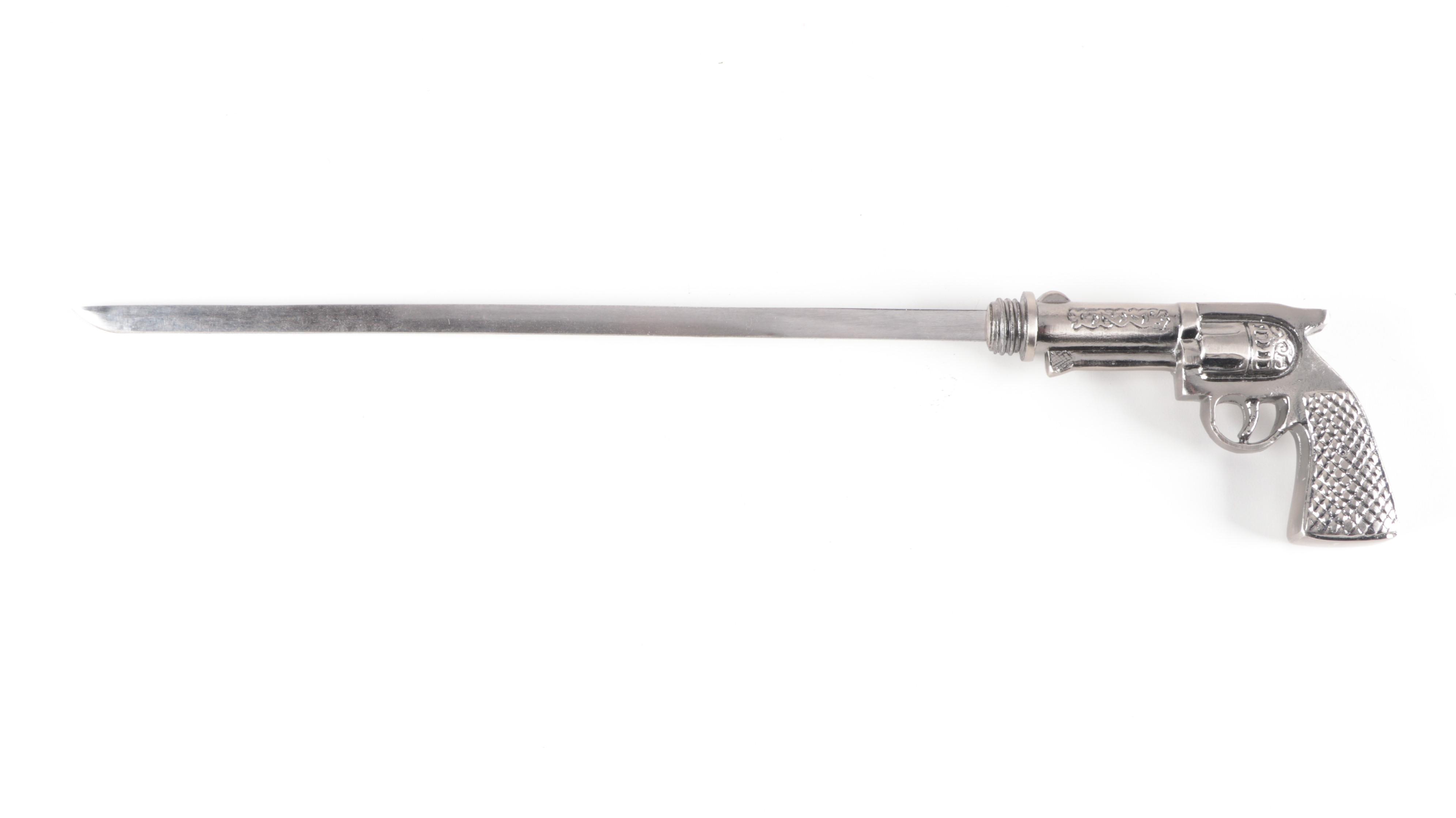 Revolver Handle Metal Sword Cane