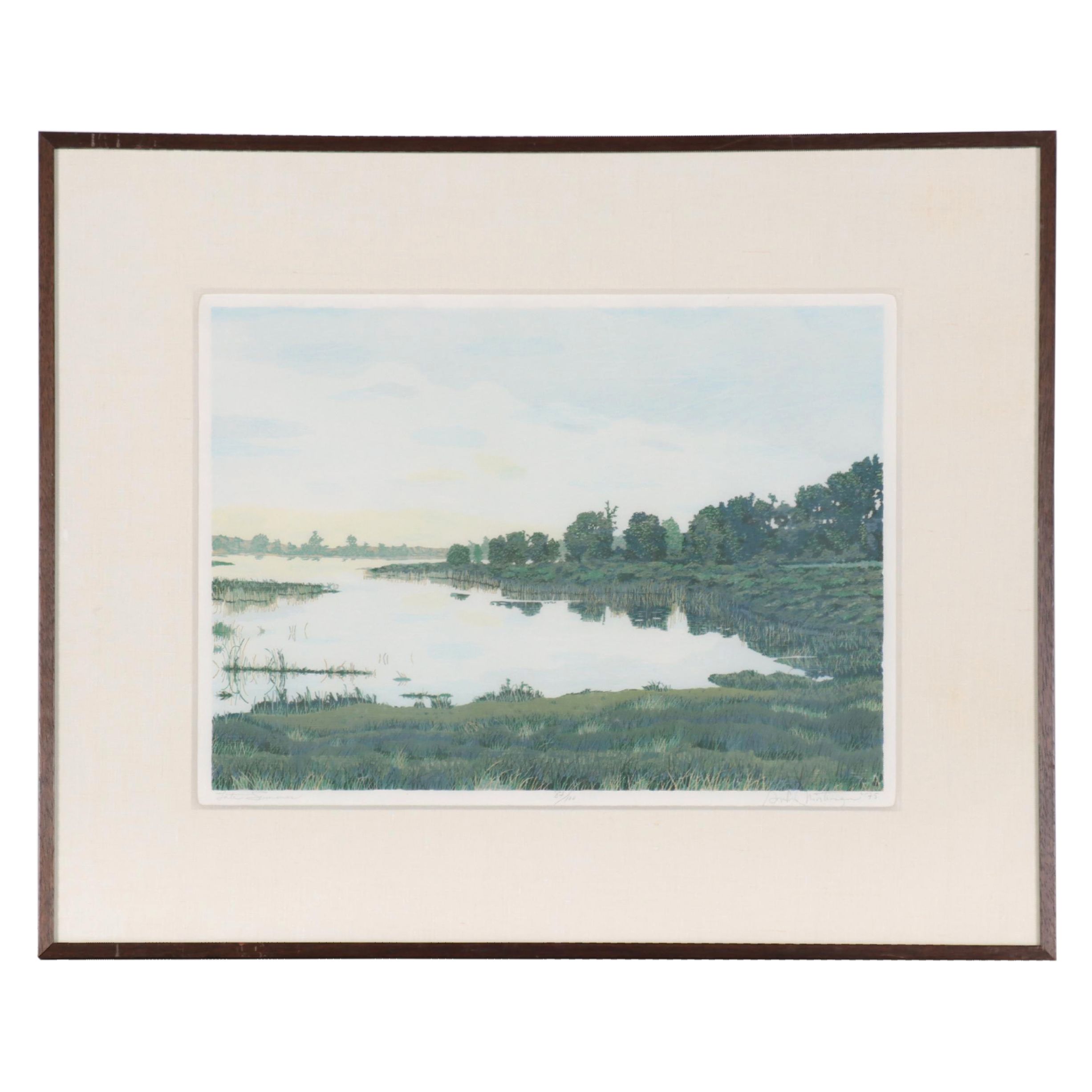 Gordon Mortensen Landscape Woodcut "Late Summer," 1975